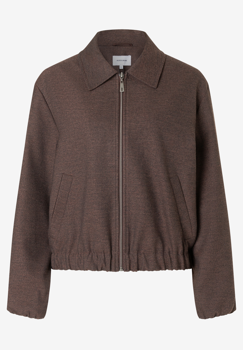 MORE & MORE Damen Blazer, braun, mit Reißverschluss, vorne, unifarben, lässig geschnitten MORE & MORE Damen Blazer, braun, mit Reißverschluss, vorne, unifarben, lässig geschnitten