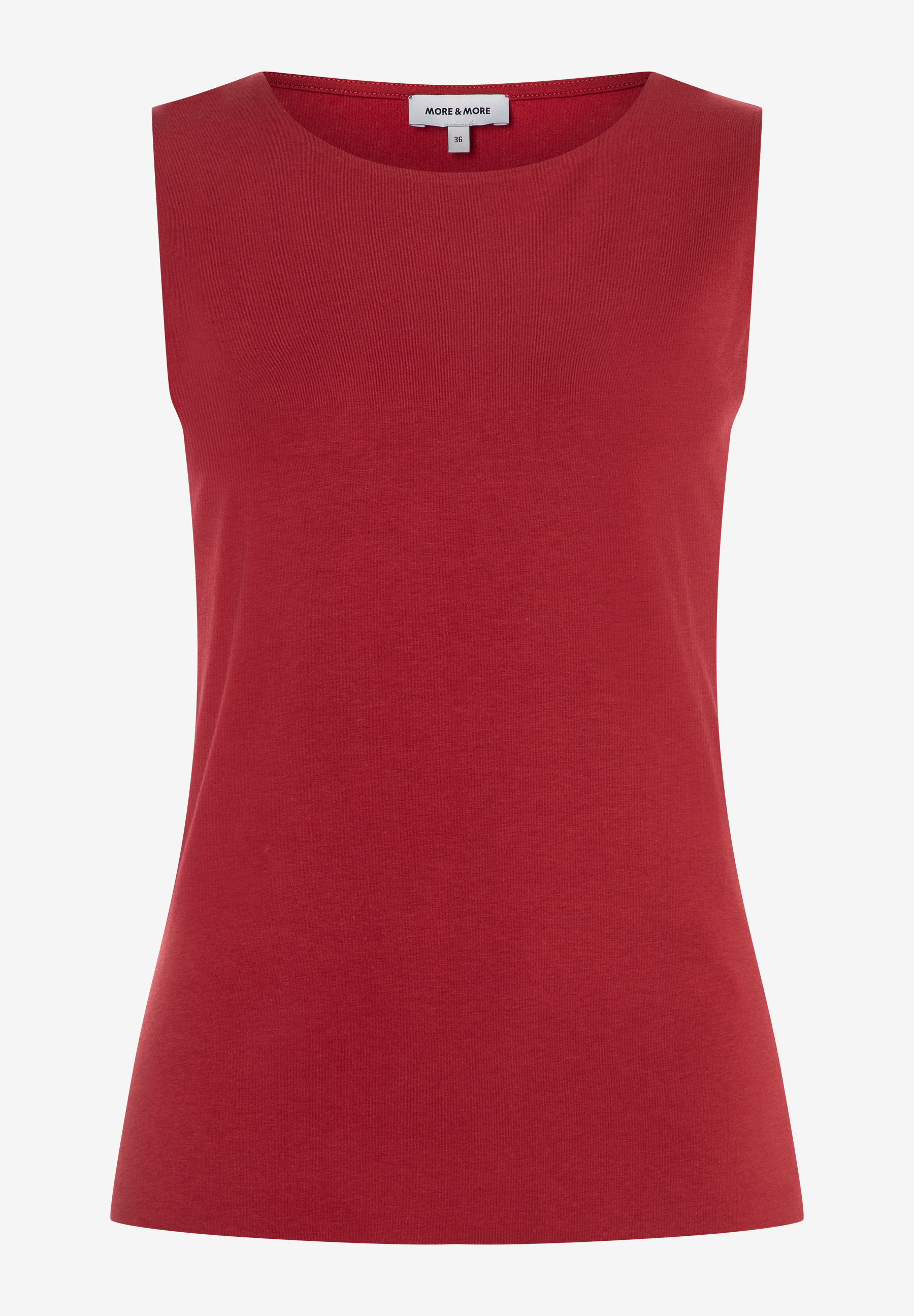 MORE & MORE rotes Jersey-Top in Gr. 36. Ärmelloses, bequemes Oberteil aus elastischem, hautfreundlichem Material. MORE & MORE rotes Jersey-Top in Gr. 36. Ärmelloses, bequemes Oberteil aus elastischem, hautfreundlichem Material.