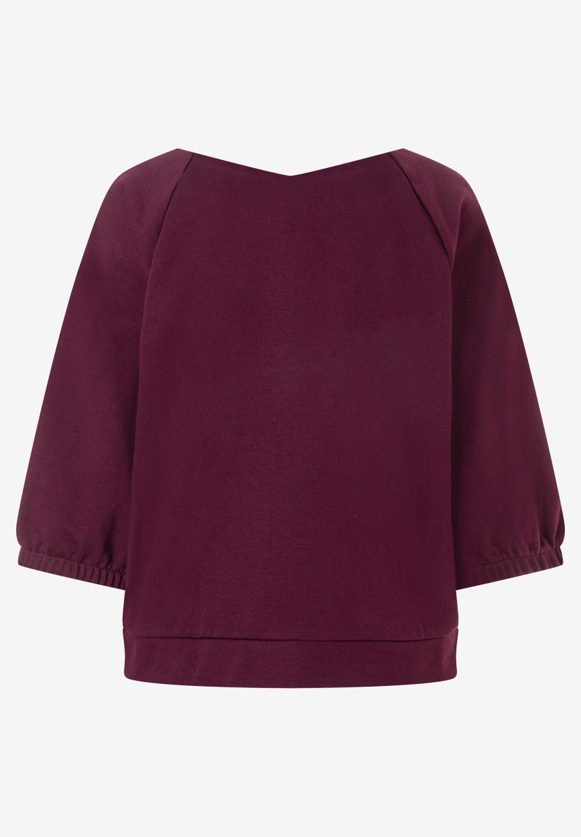 MORE & MORE Damen Sweatshirt in Bordeauxrot, lockere Passform, U-Boot-Ausschnitt, 3/4-Ärmel mit Bündchen. MORE & MORE Damen Sweatshirt in Bordeauxrot, lockere Passform, U-Boot-Ausschnitt, 3/4-Ärmel mit Bündchen.