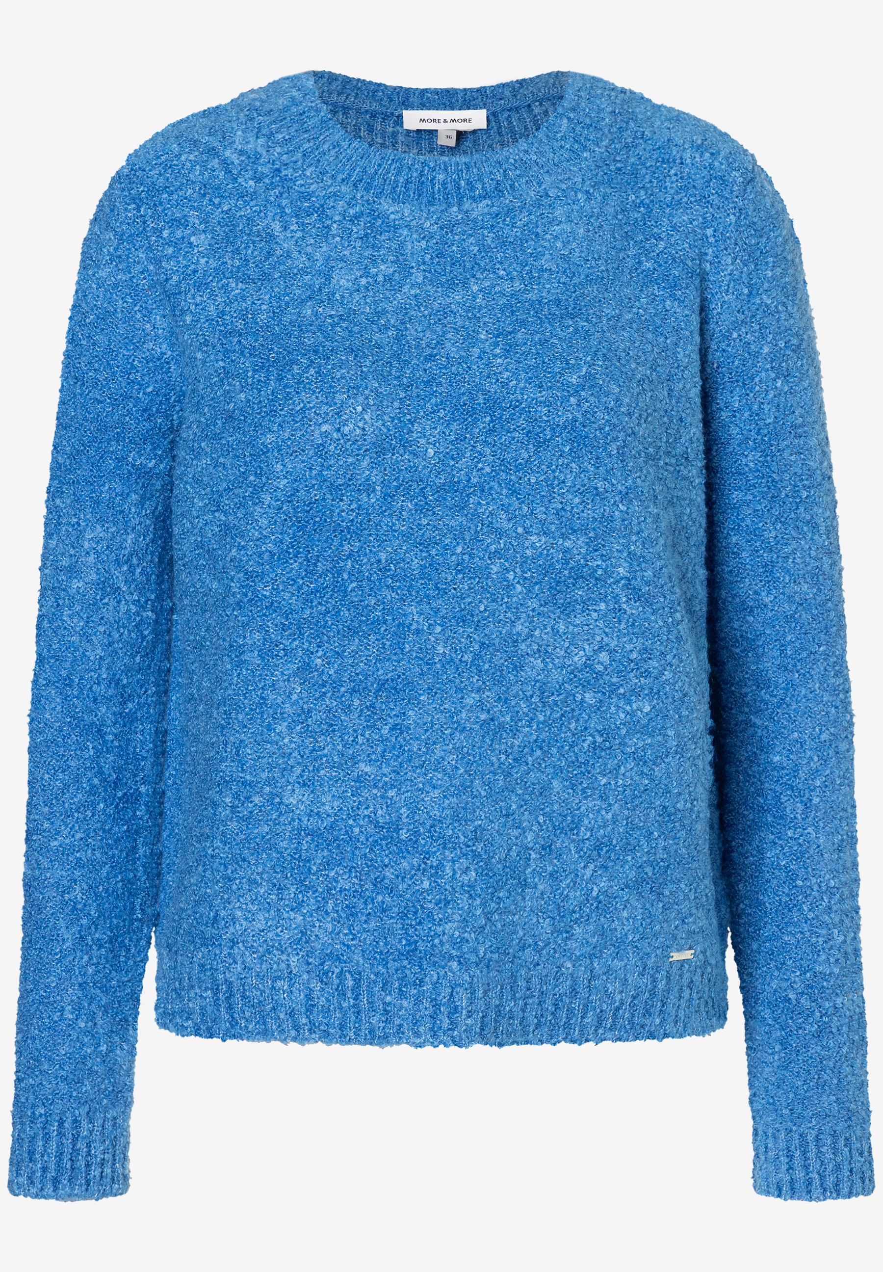 Hellblauer Bouclé-Pullover von MORE & MORE mit Rundhalsausschnitt. Angenehm wärmend und mit hohem Tragekomfort. Hellblauer Bouclé-Pullover von MORE & MORE mit Rundhalsausschnitt. Angenehm wärmend und mit hohem Tragekomfort.