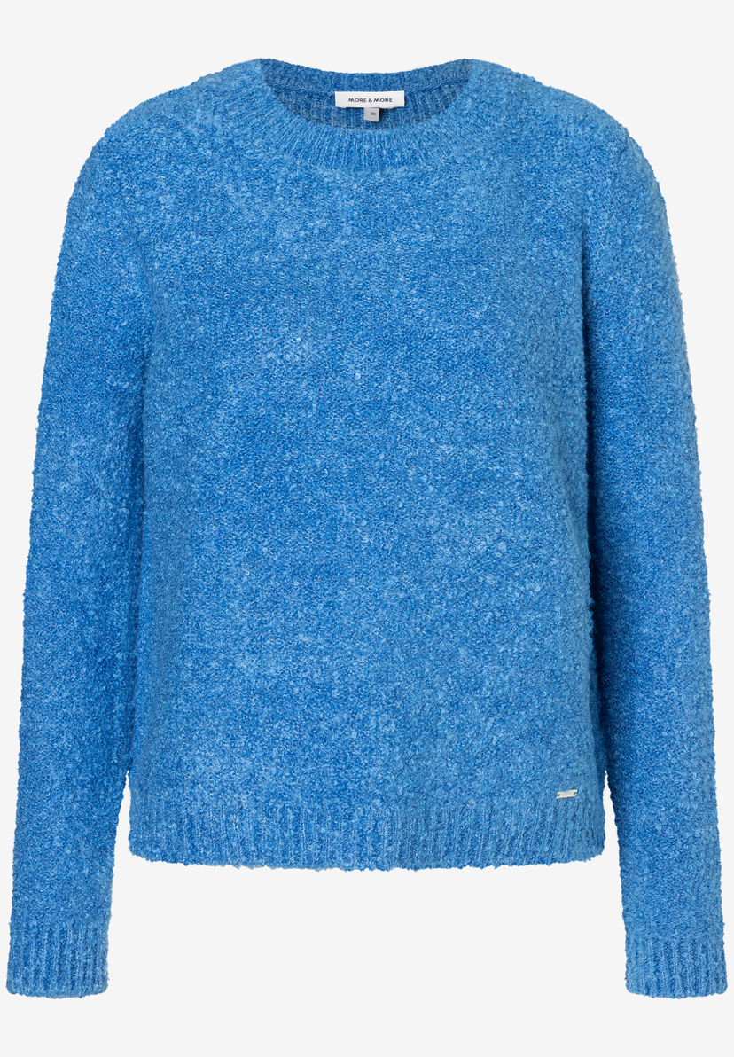 Hellblauer Bouclé-Pullover von MORE & MORE mit Rundhalsausschnitt. Angenehm wärmend und mit hohem Tragekomfort. Hellblauer Bouclé-Pullover von MORE & MORE mit Rundhalsausschnitt. Angenehm wärmend und mit hohem Tragekomfort.