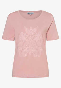 Ein MORE & MORE T-Shirt mit dekorativer Stickerei auf hellrosa Jersey.