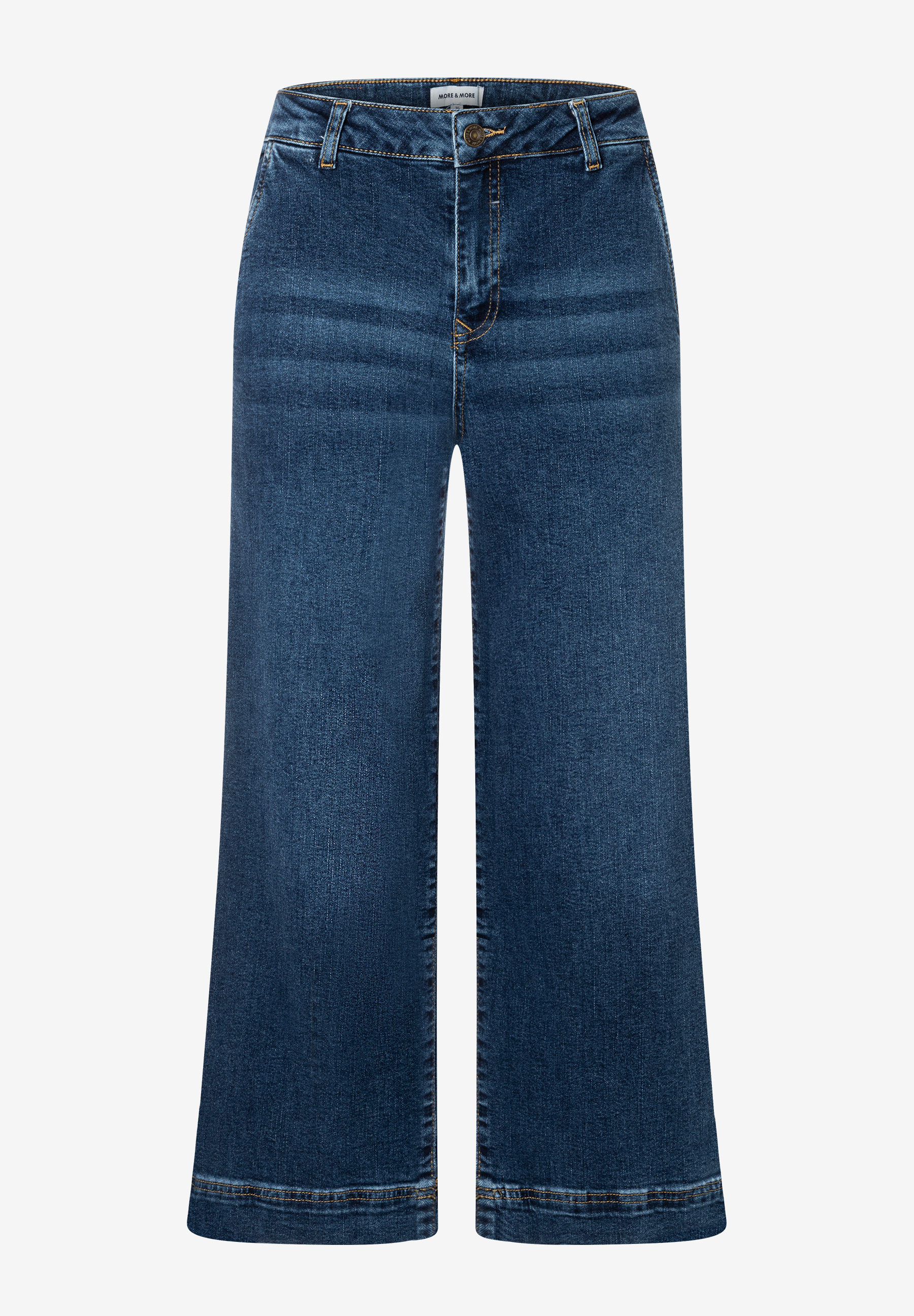 MORE & MORE Jeans aus elastischem Denim. Die Hose ist dunkelblau mit hellem Used-Look. Die hellbraunen Nähte setzen Akzente. MORE & MORE Jeans aus elastischem Denim. Die Hose ist dunkelblau mit hellem Used-Look. Die hellbraunen Nähte setzen Akzente.