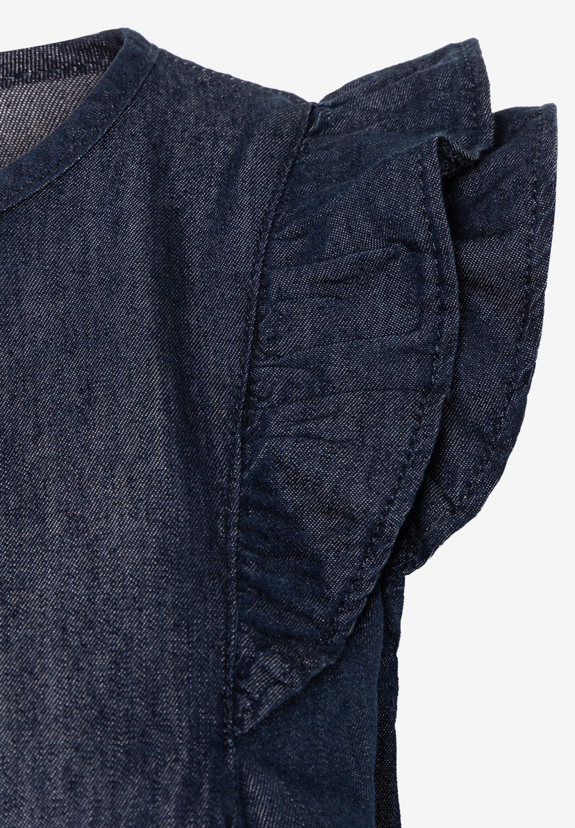 MORE & MORE Damen-Bluse aus Denim mit Volantärmeln, dunkelblau. Angenehmer Tragekomfort, hautfreundlich. MORE & MORE Damen-Bluse aus Denim mit Volantärmeln, dunkelblau. Angenehmer Tragekomfort, hautfreundlich.