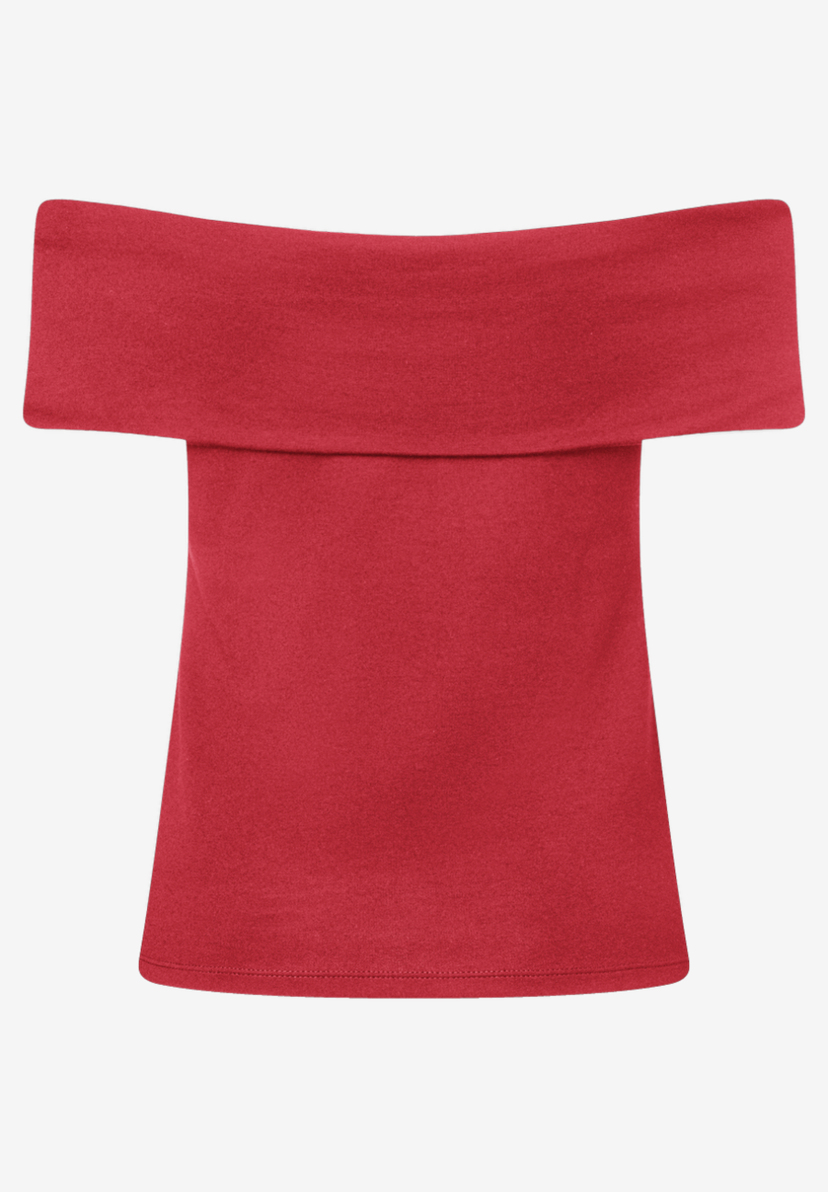 MORE & MORE rotes Jersey-Off-Shoulder-Top für Damen, hautfreundlich und elastisch mit angenehmem Tragekomfort. MORE & MORE rotes Jersey-Off-Shoulder-Top für Damen, hautfreundlich und elastisch mit angenehmem Tragekomfort.