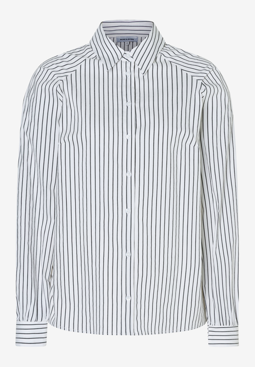 Eine MORE & MORE Bluse mit feinen, dunklen Streifen und langen Ärmeln. Eine MORE & MORE Bluse mit feinen, dunklen Streifen und langen Ärmeln.