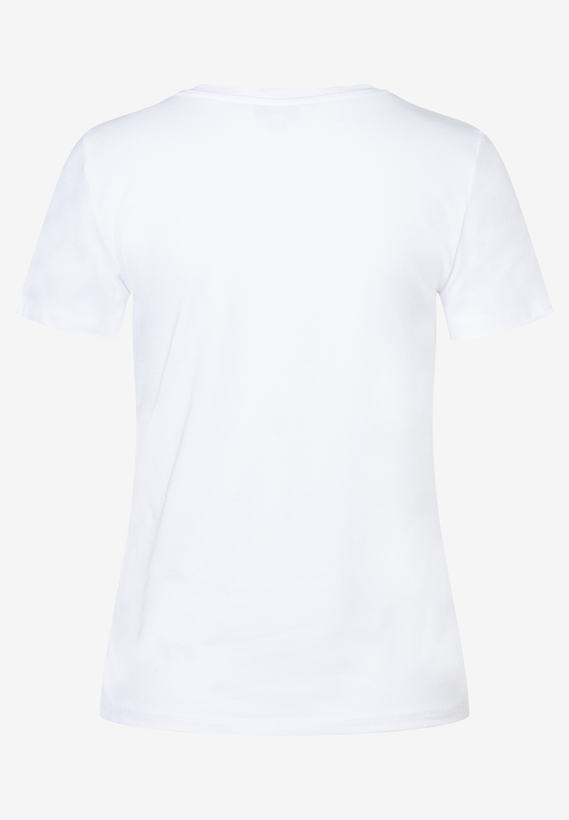 Ein weißes T-Shirt von MORE & MORE mit kurzen Ärmeln und Jersey-Material. Ein weißes T-Shirt von MORE & MORE mit kurzen Ärmeln und Jersey-Material.