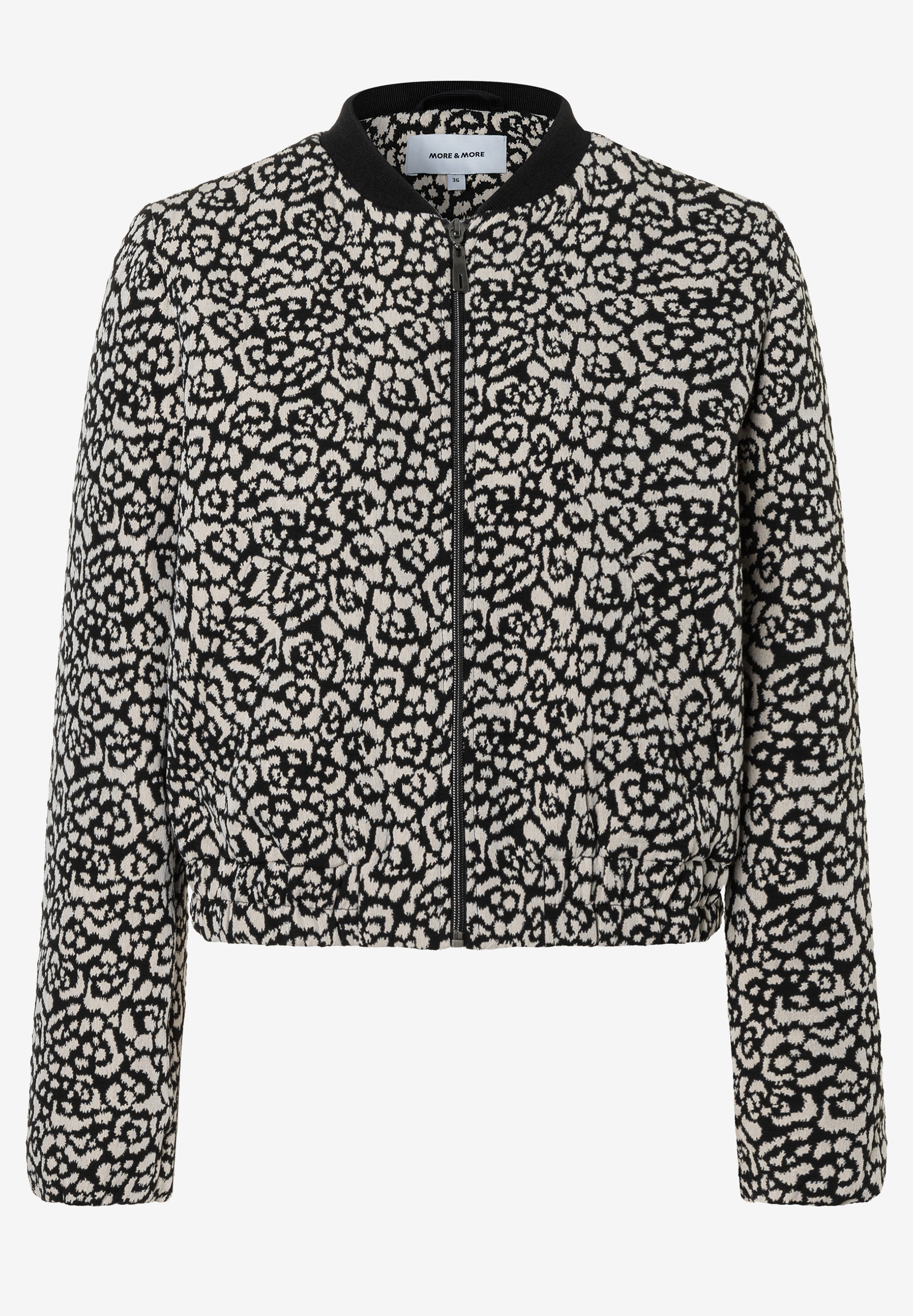 MORE & MORE Kurz-Blazer mit Reißverschluss, Animal-Print und bequemen Rippstrickbündchen. MORE & MORE Kurz-Blazer mit Reißverschluss, Animal-Print und bequemen Rippstrickbündchen.