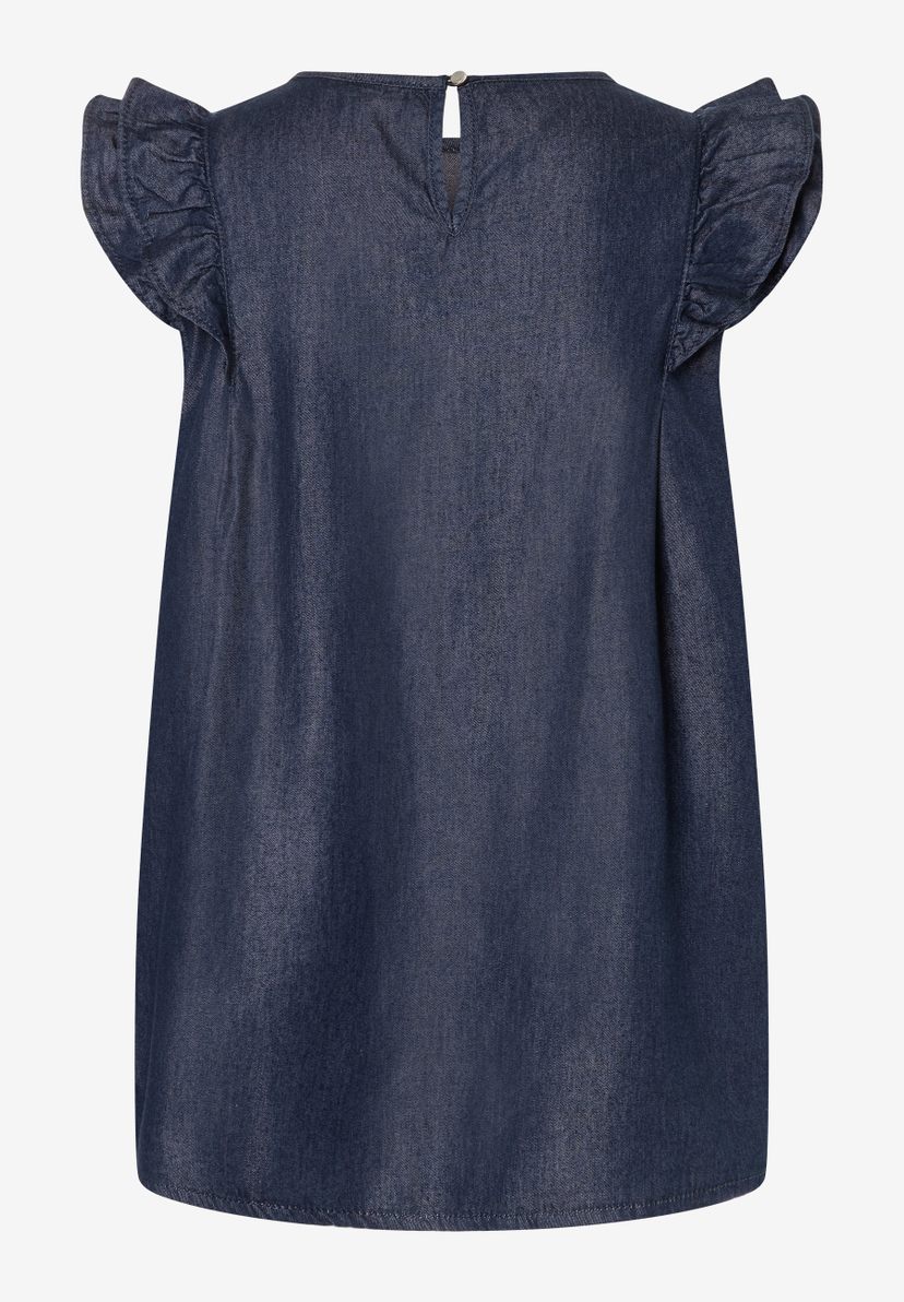 MORE & MORE Bluse aus weichem Denim. Kurze Ärmel mit Rüschen, leichter Denim für angenehmen Tragekomfort. MORE & MORE Bluse aus weichem Denim. Kurze Ärmel mit Rüschen, leichter Denim für angenehmen Tragekomfort.