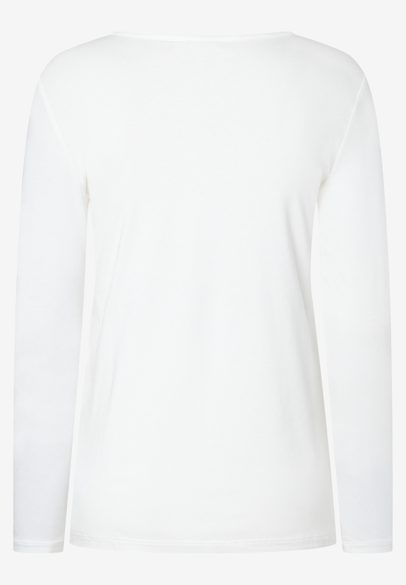MORE & MORE Damenshirt, Langarm, aus angenehmem, elastischem Jersey-Material, in reinem Weiß. MORE & MORE Damenshirt, Langarm, aus angenehmem, elastischem Jersey-Material, in reinem Weiß.