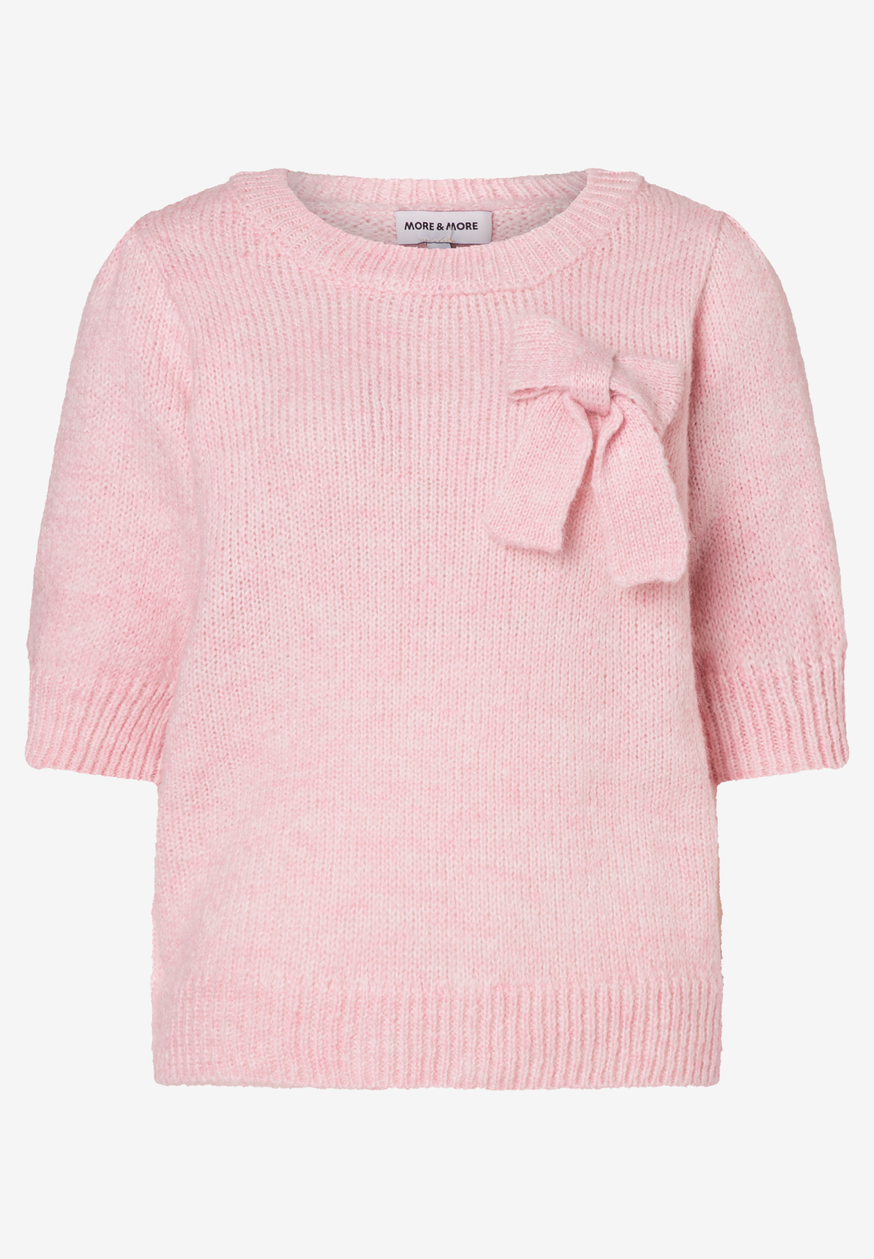 Ein MORE & MORE Oberteil aus Strick, in Rosa, mit Schleife auf der Brust. Ein MORE & MORE Oberteil aus Strick, in Rosa, mit Schleife auf der Brust.