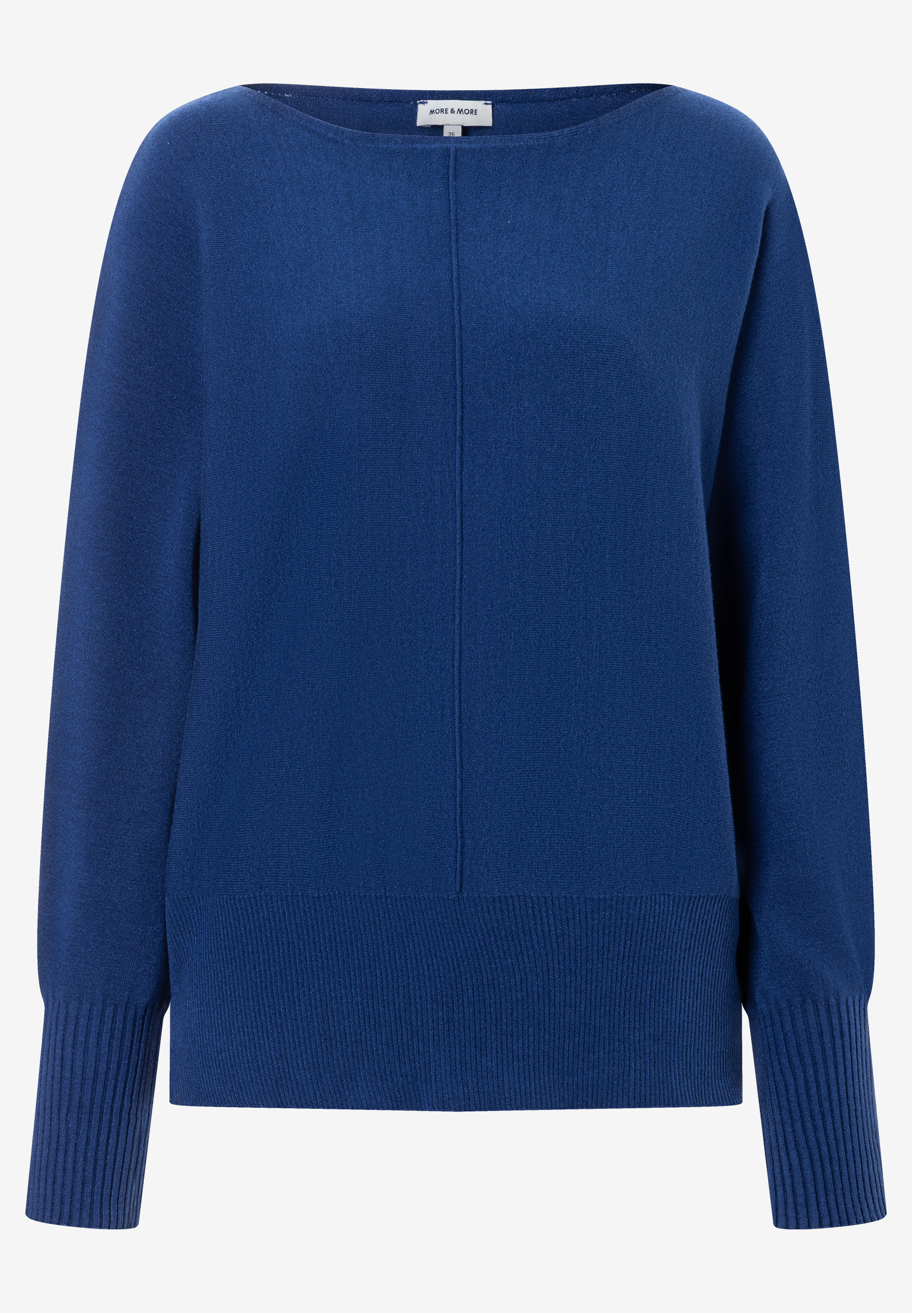 MORE & MORE Feinstrick Pullover in Marineblau, mit U-Boot-Ausschnitt, elastischem Rippbündchen und hautfreundlichem Material. MORE & MORE Feinstrick Pullover in Marineblau, mit U-Boot-Ausschnitt, elastischem Rippbündchen und hautfreundlichem Material.