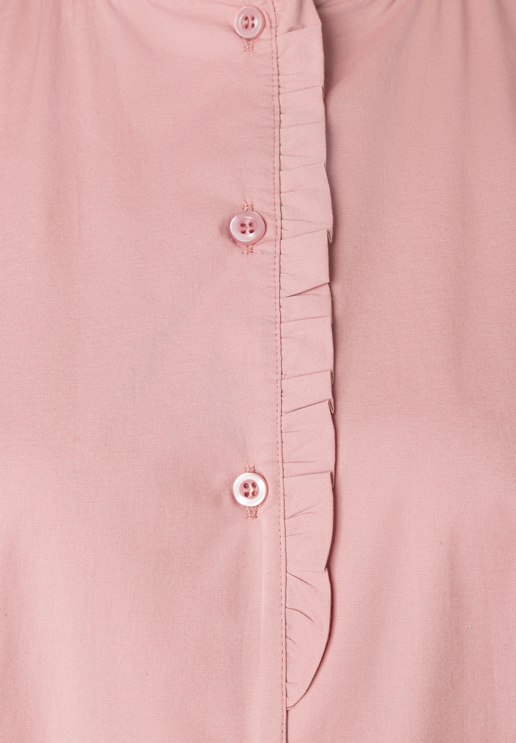 MORE & MORE Bluse in Altrosa mit Rüschenleiste und tonalen Knöpfen, Detailansicht