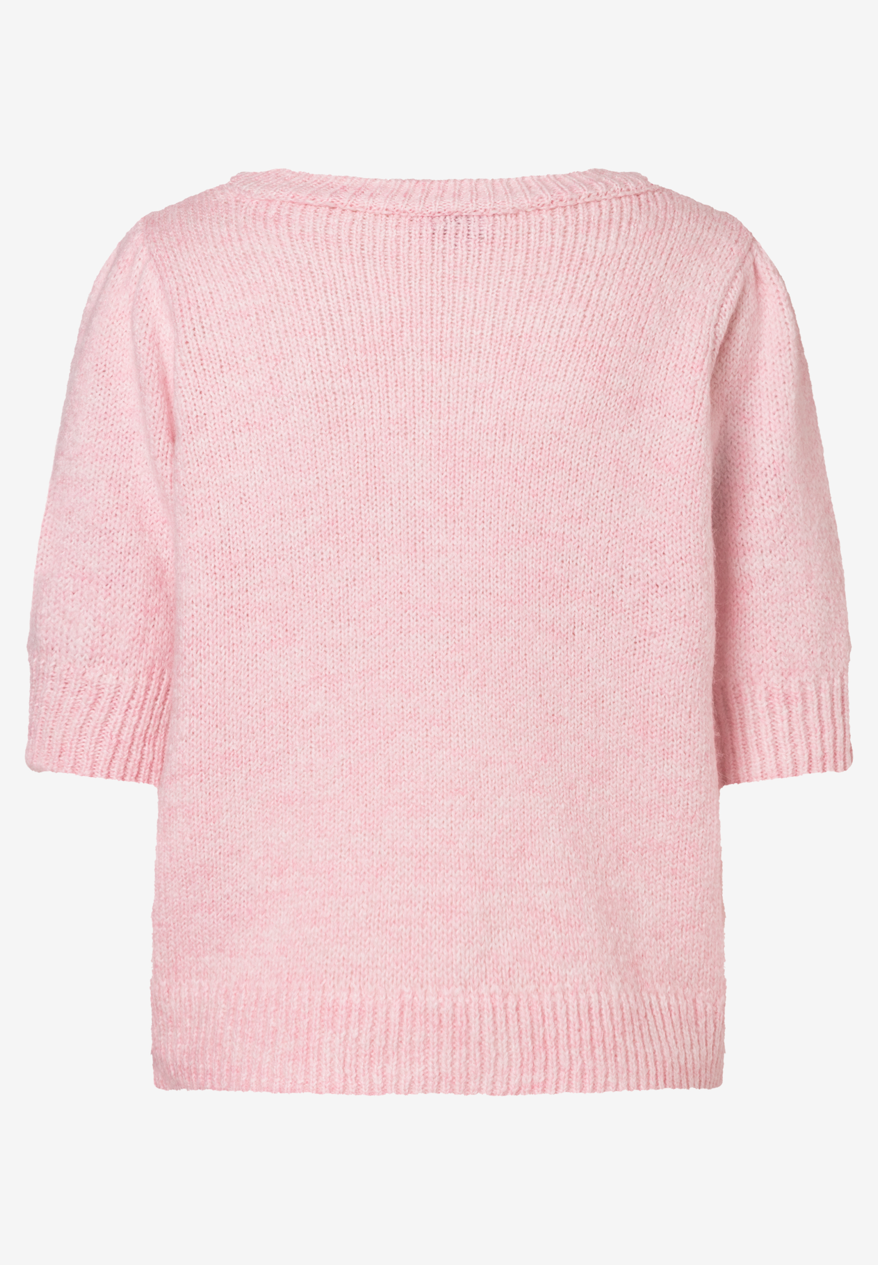 Ein rosa Strickoberteil von MORE & MORE mit Dreiviertelärmeln und leichtem Tragekomfort. Ein rosa Strickoberteil von MORE & MORE mit Dreiviertelärmeln und leichtem Tragekomfort.