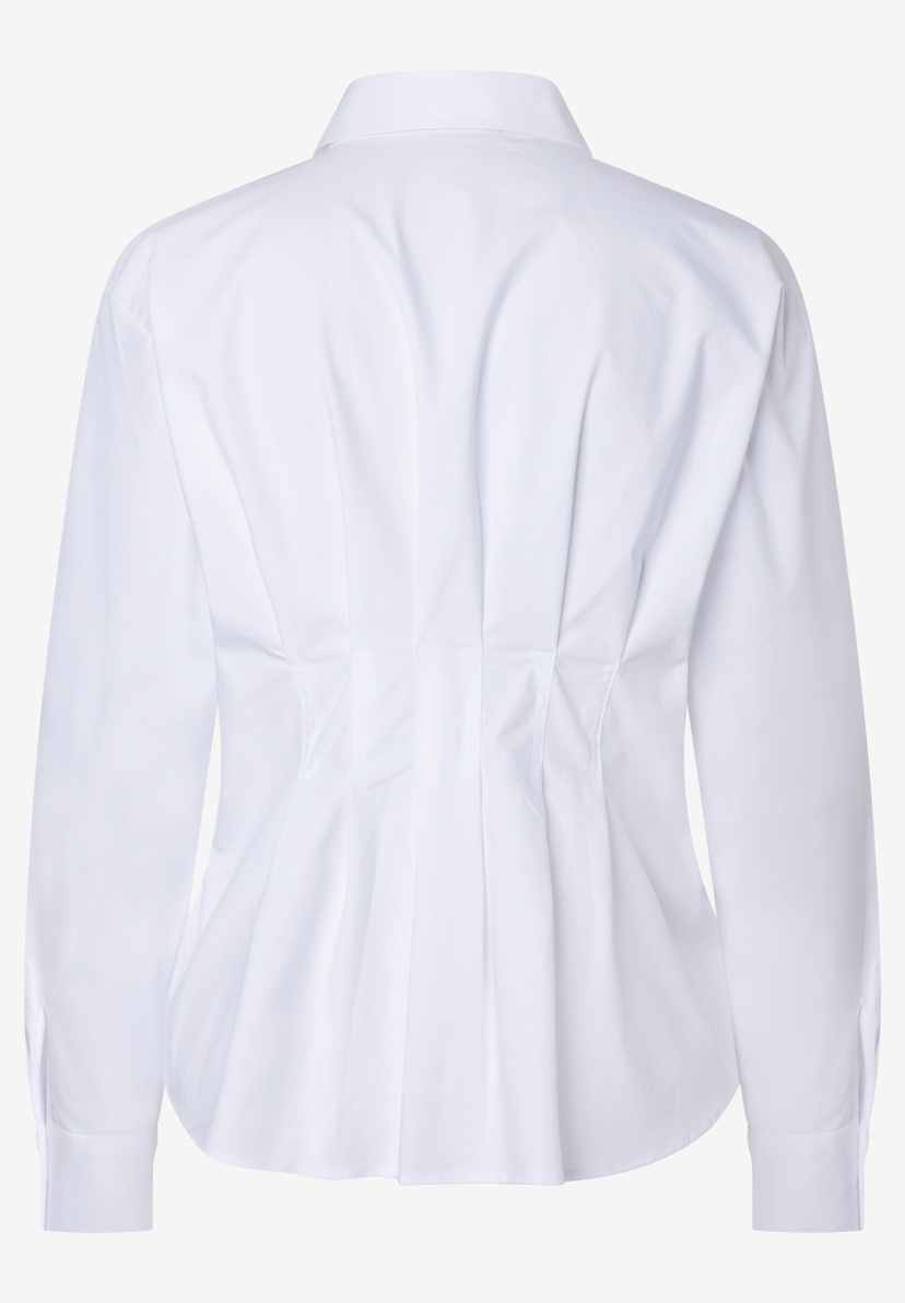 MORE & MORE Popeline-Bluse aus Baumwollmischung, Weiß, elastisch und hautfreundlich, mit taillierter Rückenpartie. MORE & MORE Popeline-Bluse aus Baumwollmischung, Weiß, elastisch und hautfreundlich, mit taillierter Rückenpartie.