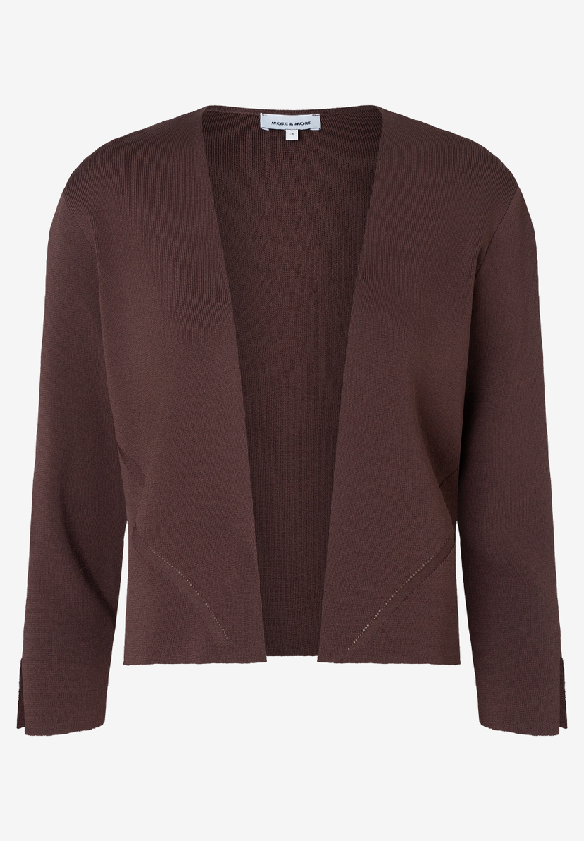 MORE & MORE Feinstrick-Pullover in Dunkelbraun, offen geschnitten, mit leichter A-Linie und Ärmelschlitzen. MORE & MORE Feinstrick-Pullover in Dunkelbraun, offen geschnitten, mit leichter A-Linie und Ärmelschlitzen.