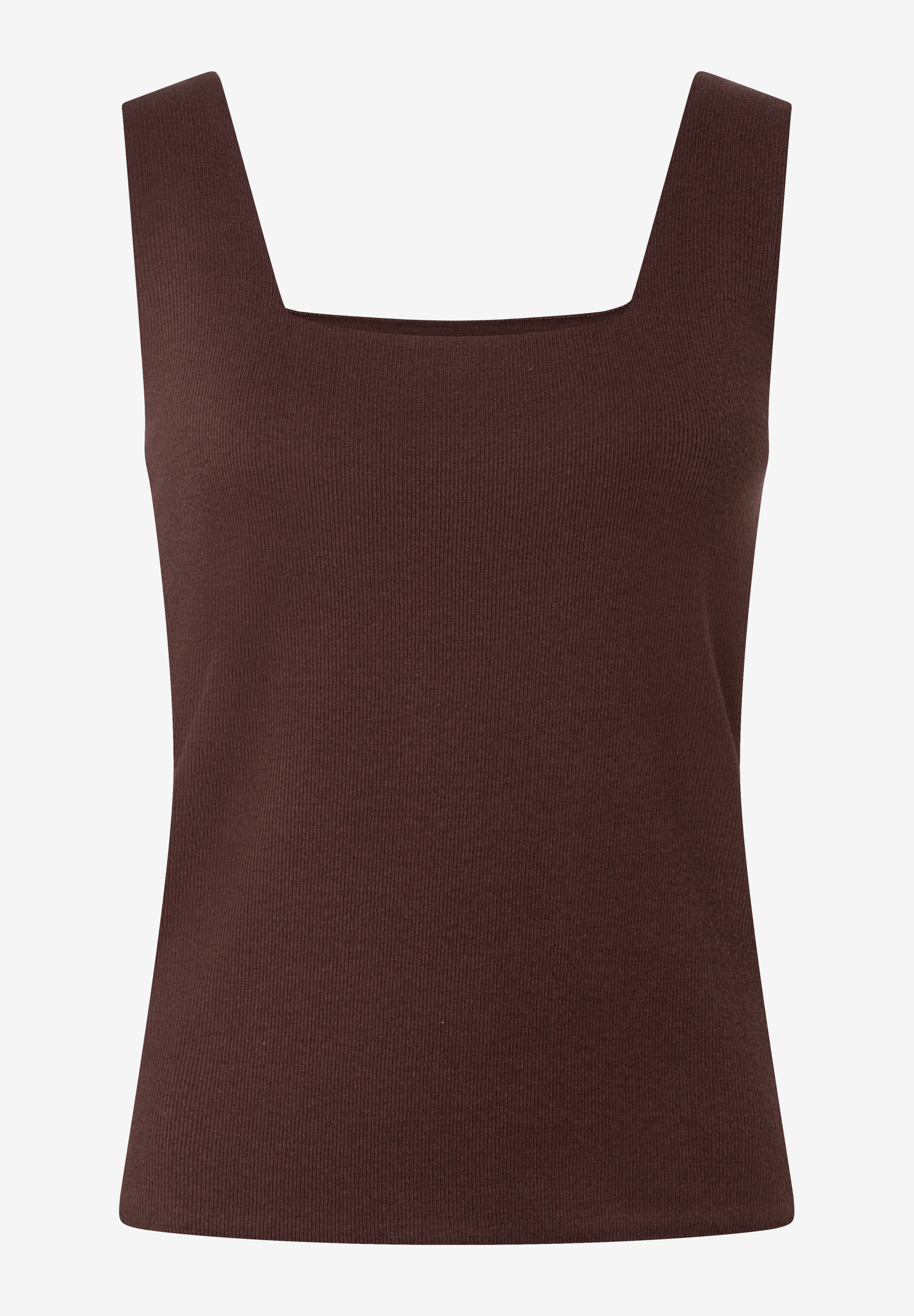 MORE & MORE Damen Ripp-Jersey-Top in Dunkelbraun mit quadratischem Ausschnitt, bequem und elastisch. MORE & MORE Damen Ripp-Jersey-Top in Dunkelbraun mit quadratischem Ausschnitt, bequem und elastisch.