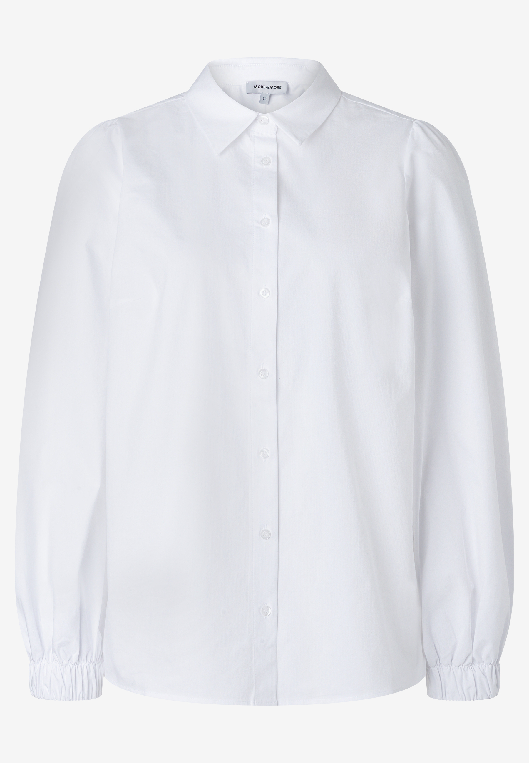 MORE & MORE weiße Bluse mit Knopfleiste und Raffungen an den Ärmelbündchen