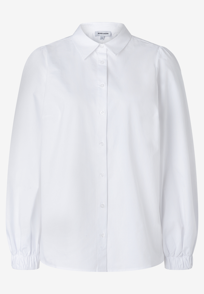 MORE & MORE weiße Bluse mit Knopfleiste und Raffungen an den Ärmelbündchen MORE & MORE weiße Bluse mit Knopfleiste und Raffungen an den Ärmelbündchen