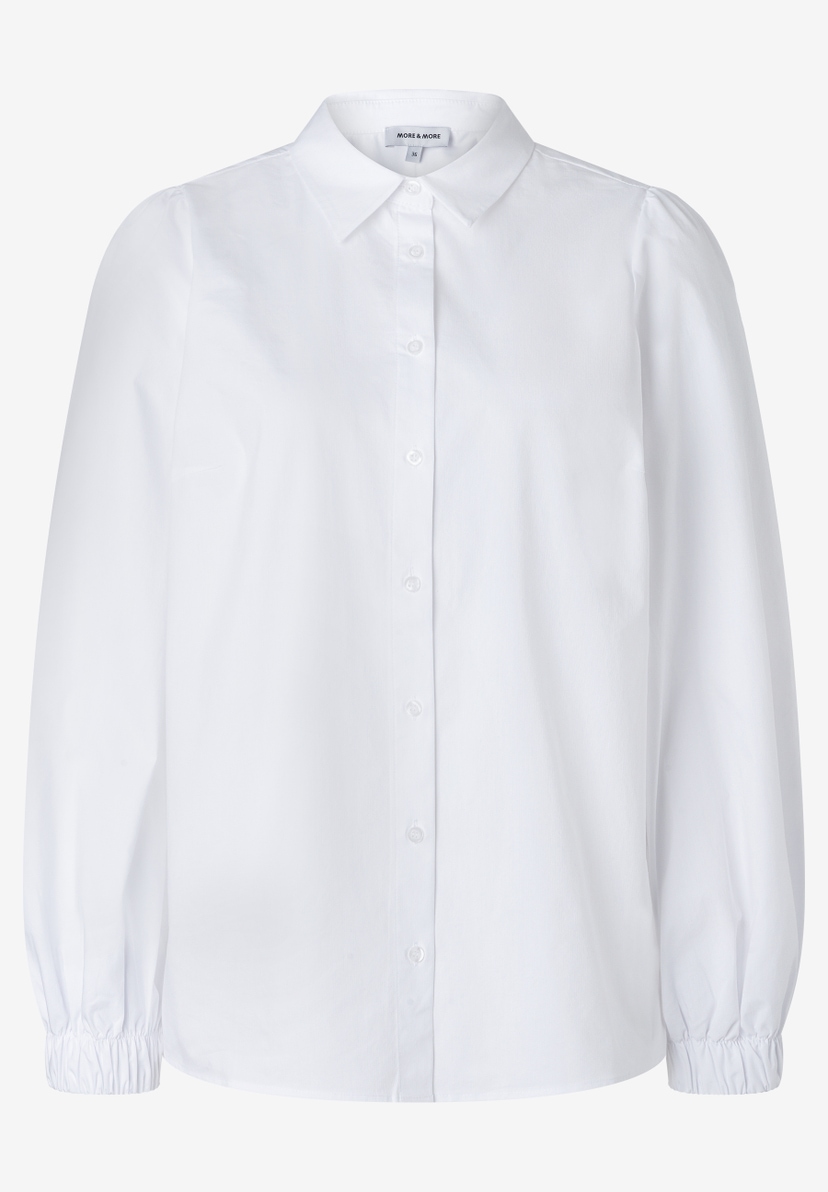 MORE & MORE weiße Bluse mit Knopfleiste und Raffungen an den Ärmelbündchen MORE & MORE weiße Bluse mit Knopfleiste und Raffungen an den Ärmelbündchen