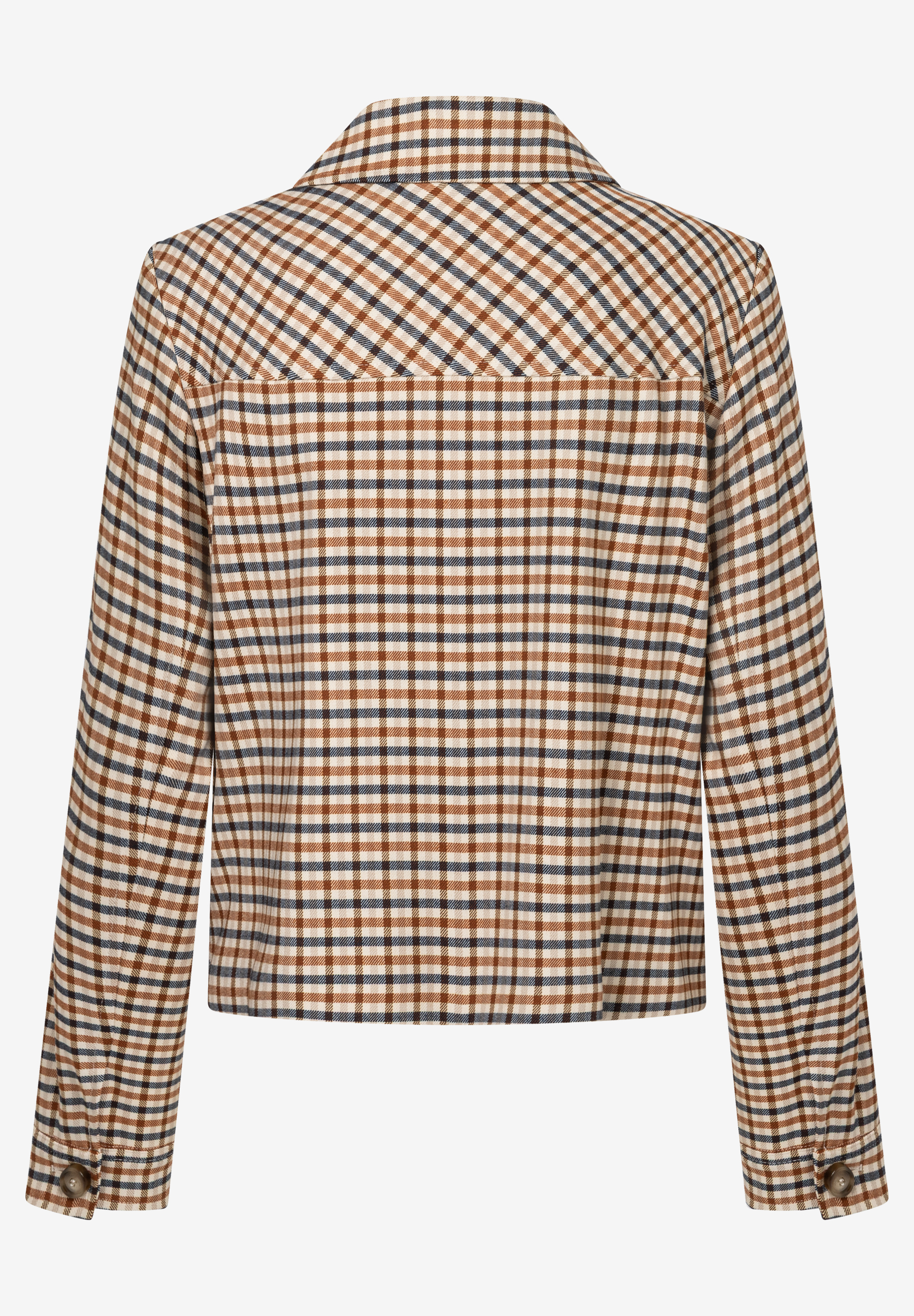 MORE & MORE Blazer in Beige mit braun-blauen Karos und geknöpften Manschetten, weiche Webware für hohen Tragekomfort. MORE & MORE Blazer in Beige mit braun-blauen Karos und geknöpften Manschetten, weiche Webware für hohen Tragekomfort.