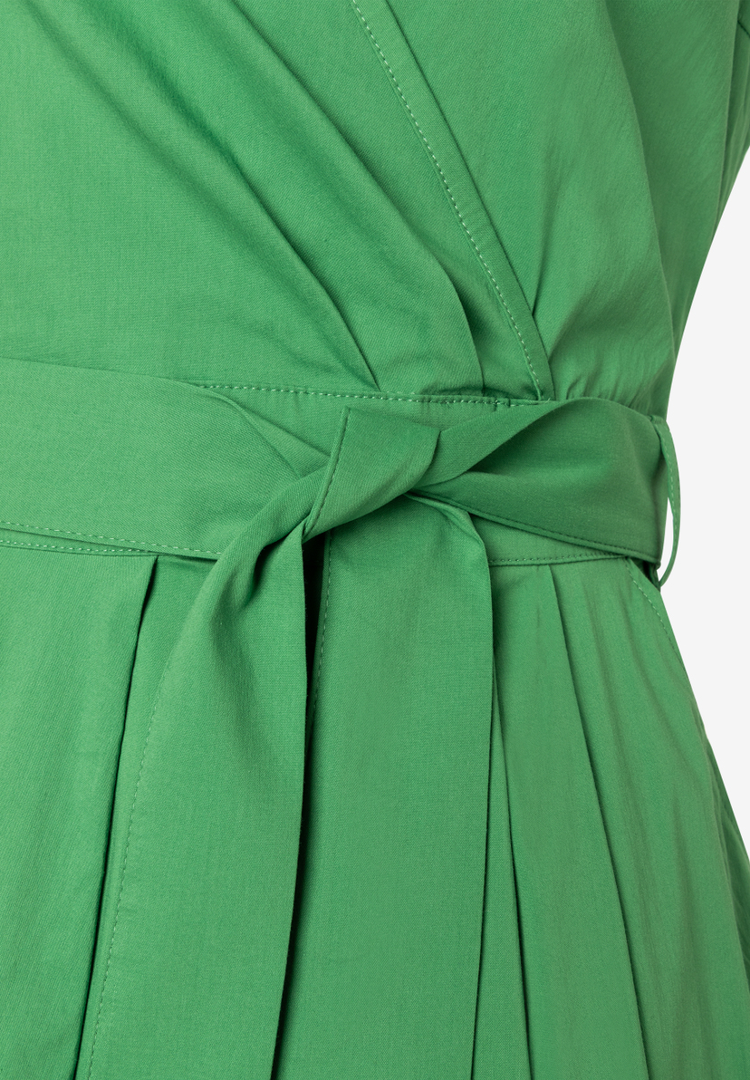 MORE & MORE grünes Popeline-Kleid mit Wickeloptik und seitlicher Schleife, elastisch & hautfreundlich MORE & MORE grünes Popeline-Kleid mit Wickeloptik und seitlicher Schleife, elastisch & hautfreundlich