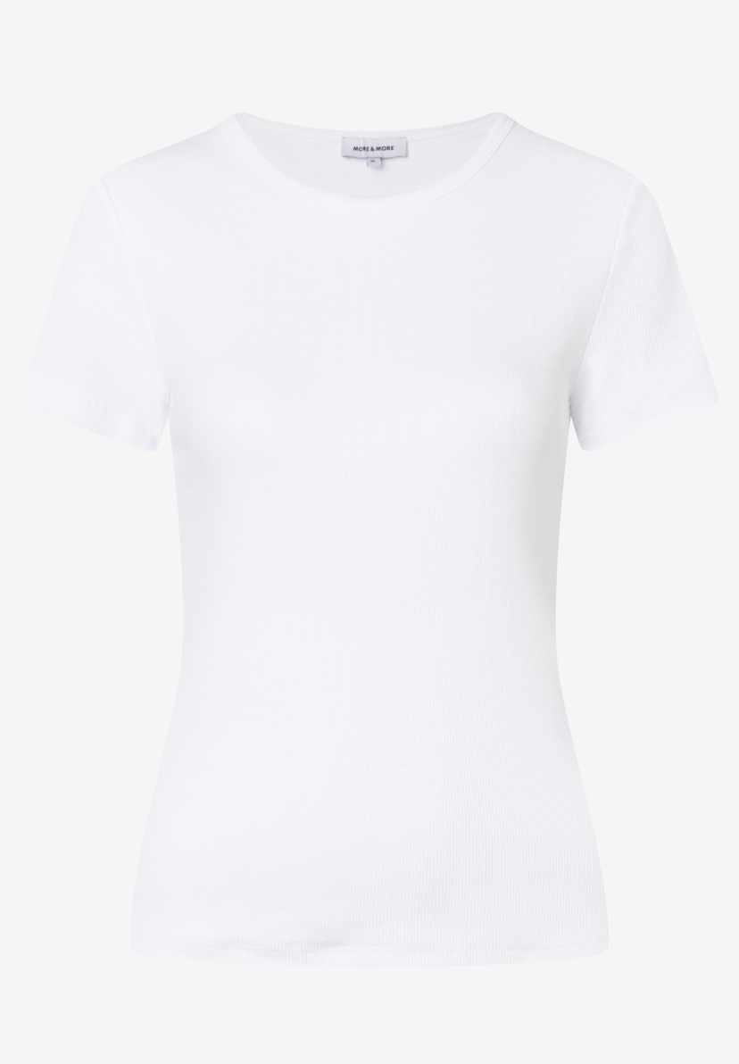 MORE & MORE geripptes T-Shirt in Weiß. Kurzarm-Oberteil, gerader Schnitt, Rundhalsausschnitt. Elastisch und hautfreundlich. MORE & MORE geripptes T-Shirt in Weiß. Kurzarm-Oberteil, gerader Schnitt, Rundhalsausschnitt. Elastisch und hautfreundlich.