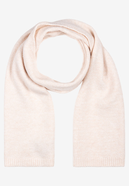 MORE & MORE Schal aus weichem, hellbeigem Strick, locker um den Hals drapiert, mit gerippten Enden.