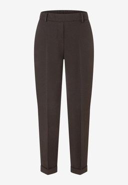 MORE & MORE Jeans: dunkelbraune 7/8-Hose mit hohem Bund und krempelbaren Hosenbeinen.