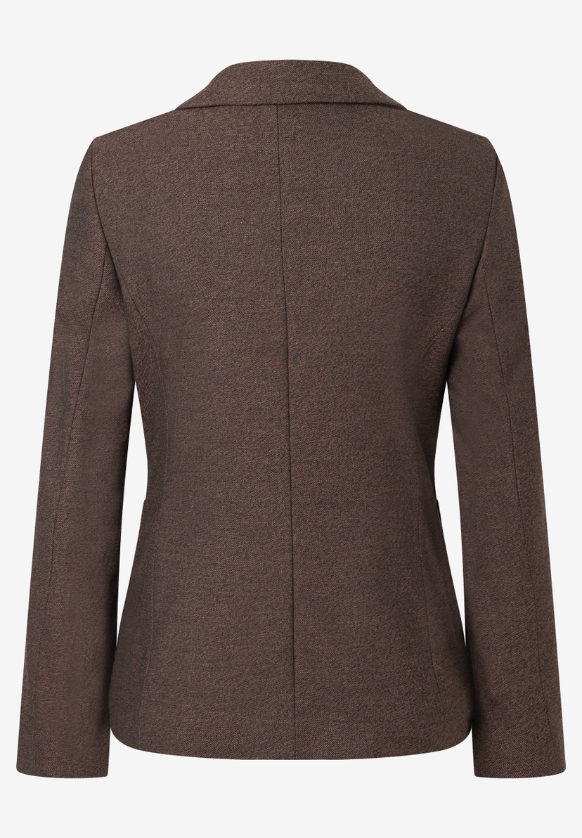 MORE & MORE Blazer in Dunkelbraun, Rückansicht. Ein klassischer Blazer mit einfacher Struktur und Langarm. MORE & MORE Blazer in Dunkelbraun, Rückansicht. Ein klassischer Blazer mit einfacher Struktur und Langarm.