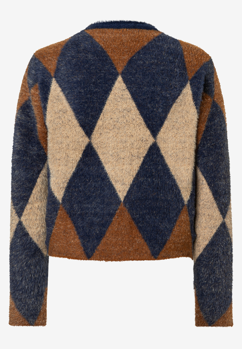 MORE & MORE Strick-Pullover mit Argyle-Muster: marineblau, hellbraun und braun. Softer Griff, elastisch, angenehmer Tragekomfort. MORE & MORE Strick-Pullover mit Argyle-Muster: marineblau, hellbraun und braun. Softer Griff, elastisch, angenehmer Tragekomfort.