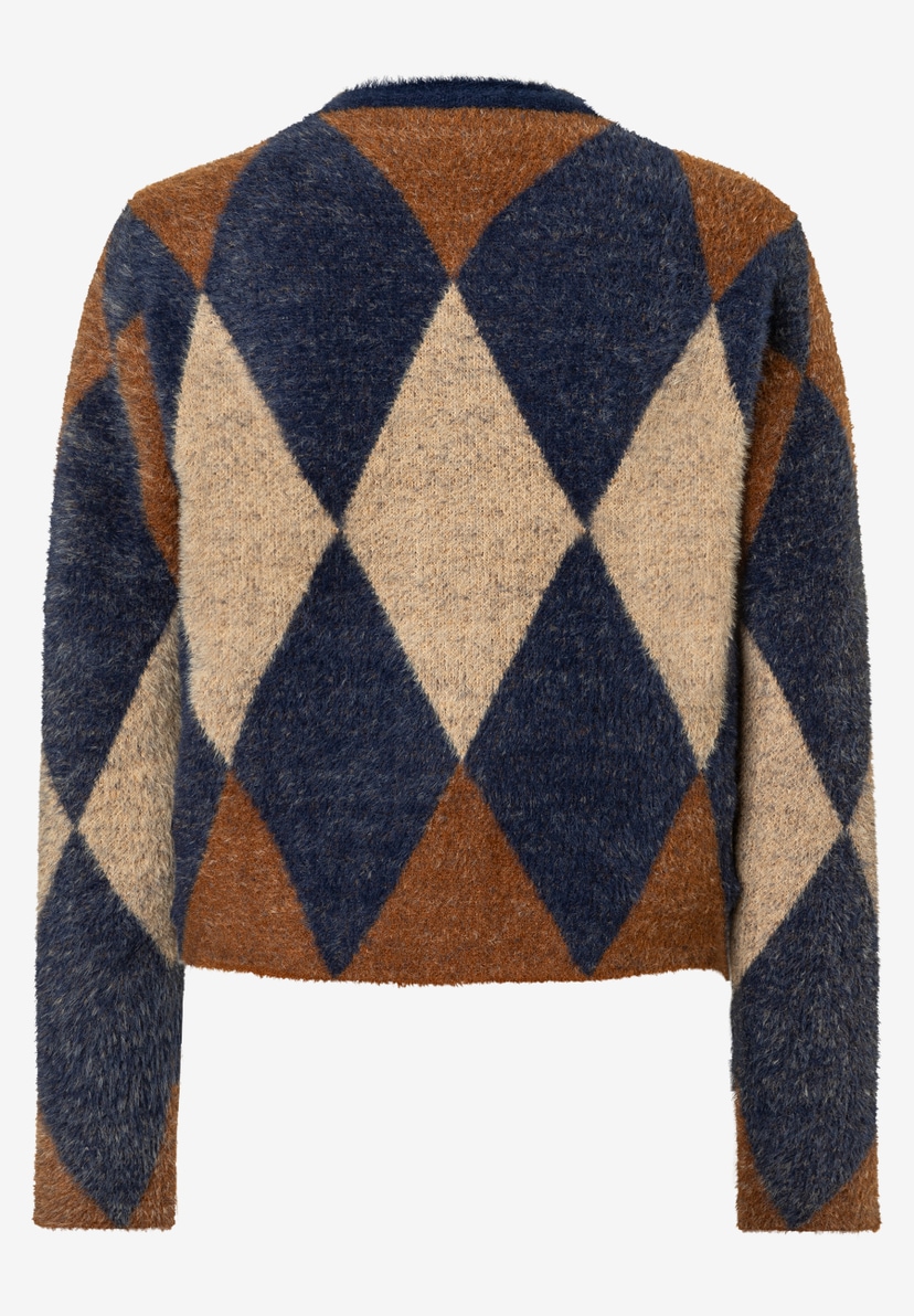 MORE & MORE Strick-Pullover mit Argyle-Muster: marineblau, hellbraun und braun. Softer Griff, elastisch, angenehmer Tragekomfort. MORE & MORE Strick-Pullover mit Argyle-Muster: marineblau, hellbraun und braun. Softer Griff, elastisch, angenehmer Tragekomfort.