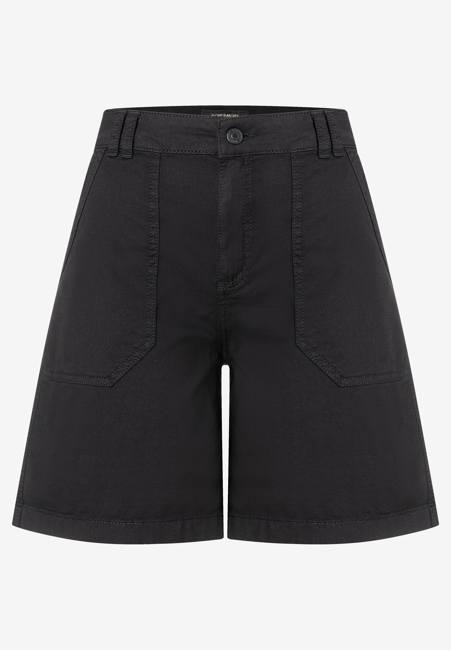Schwarze MORE & MORE Shorts aus Baumwollmischung mit Taschen. Schwarze MORE & MORE Shorts aus Baumwollmischung mit Taschen.
