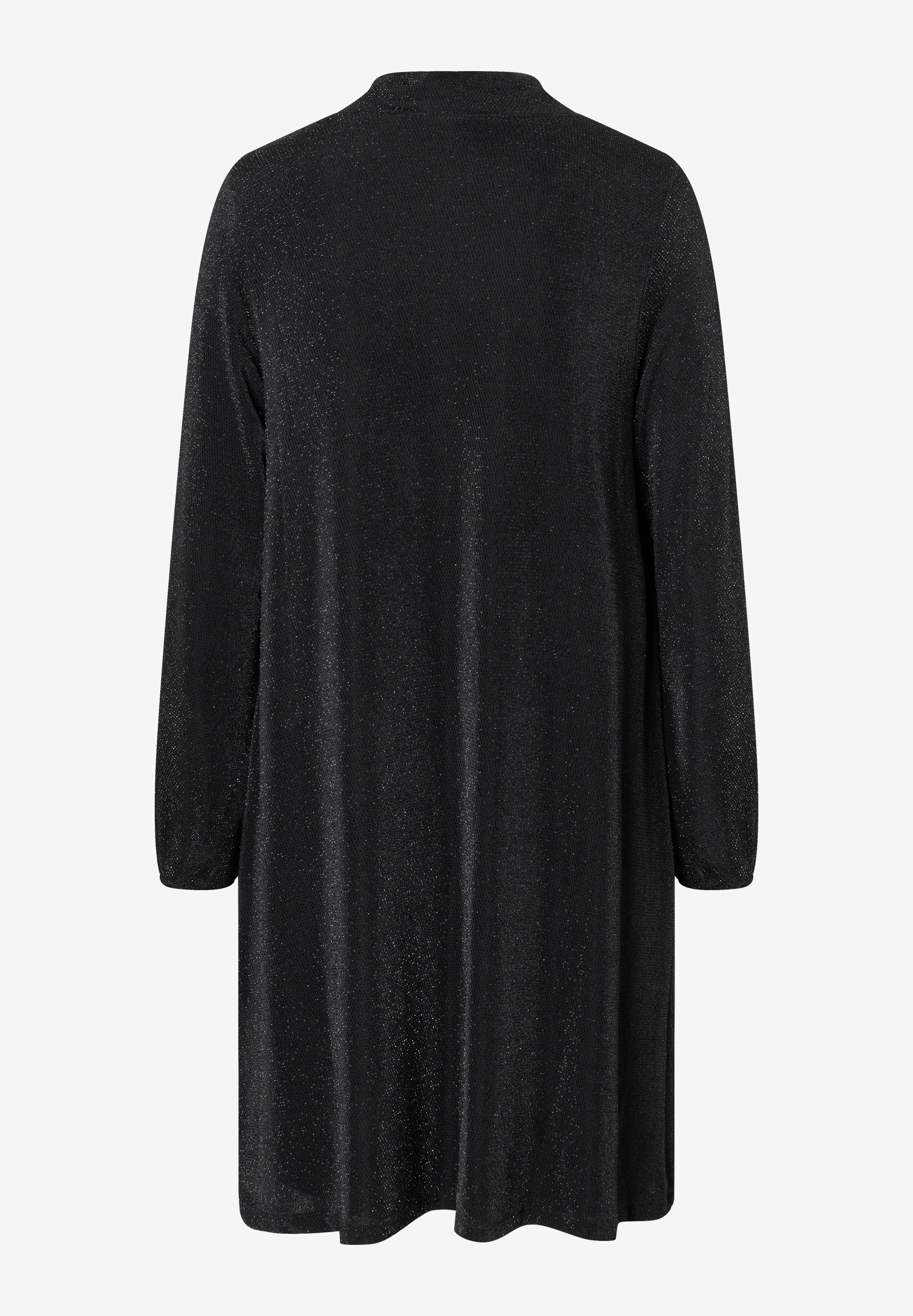 MORE & MORE schwarzes Glitzerkleid mit Rundhalsausschnitt und langen Ärmeln, Rückseite