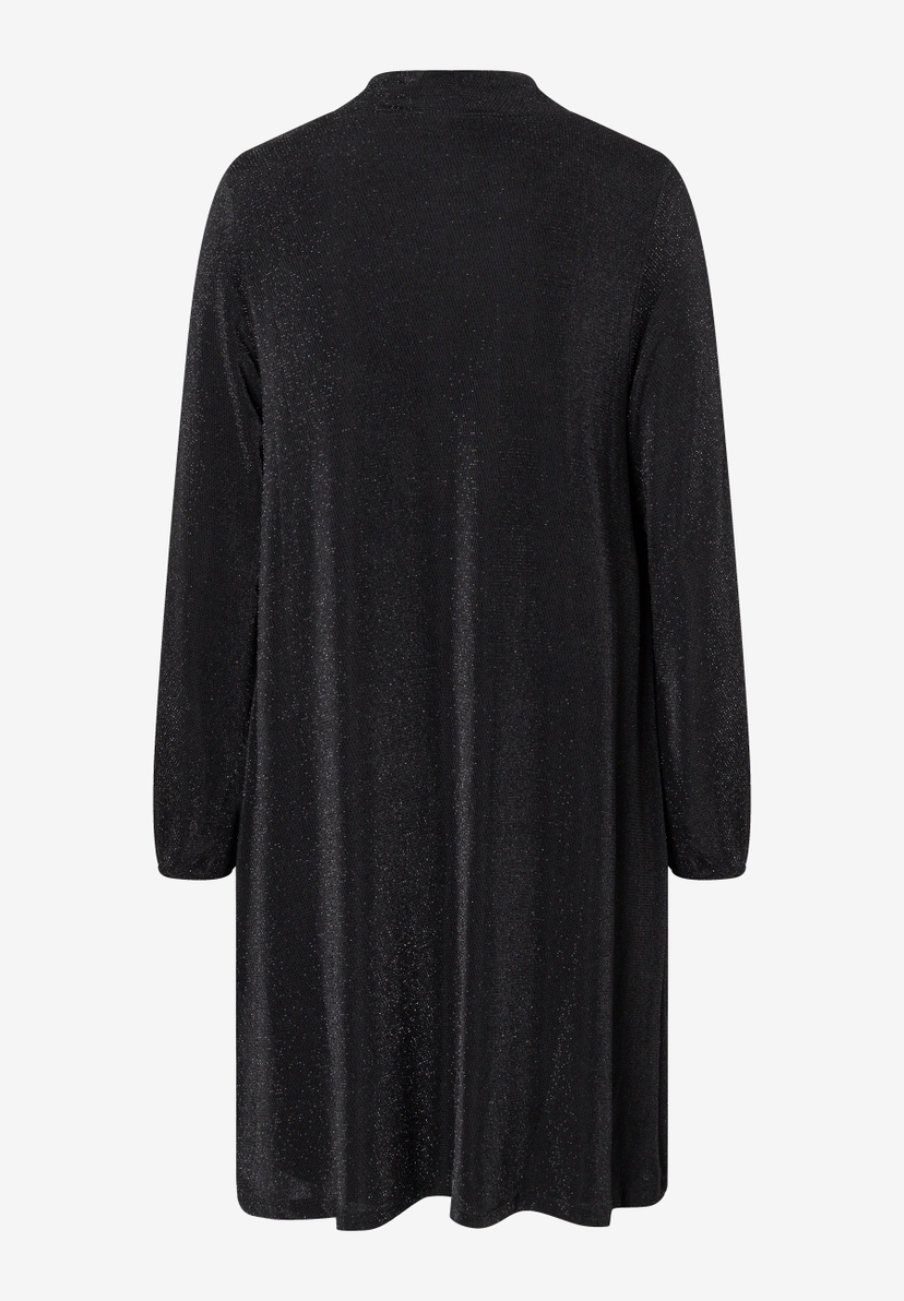 MORE & MORE schwarzes Glitzerkleid mit Rundhalsausschnitt und langen Ärmeln, Rückseite