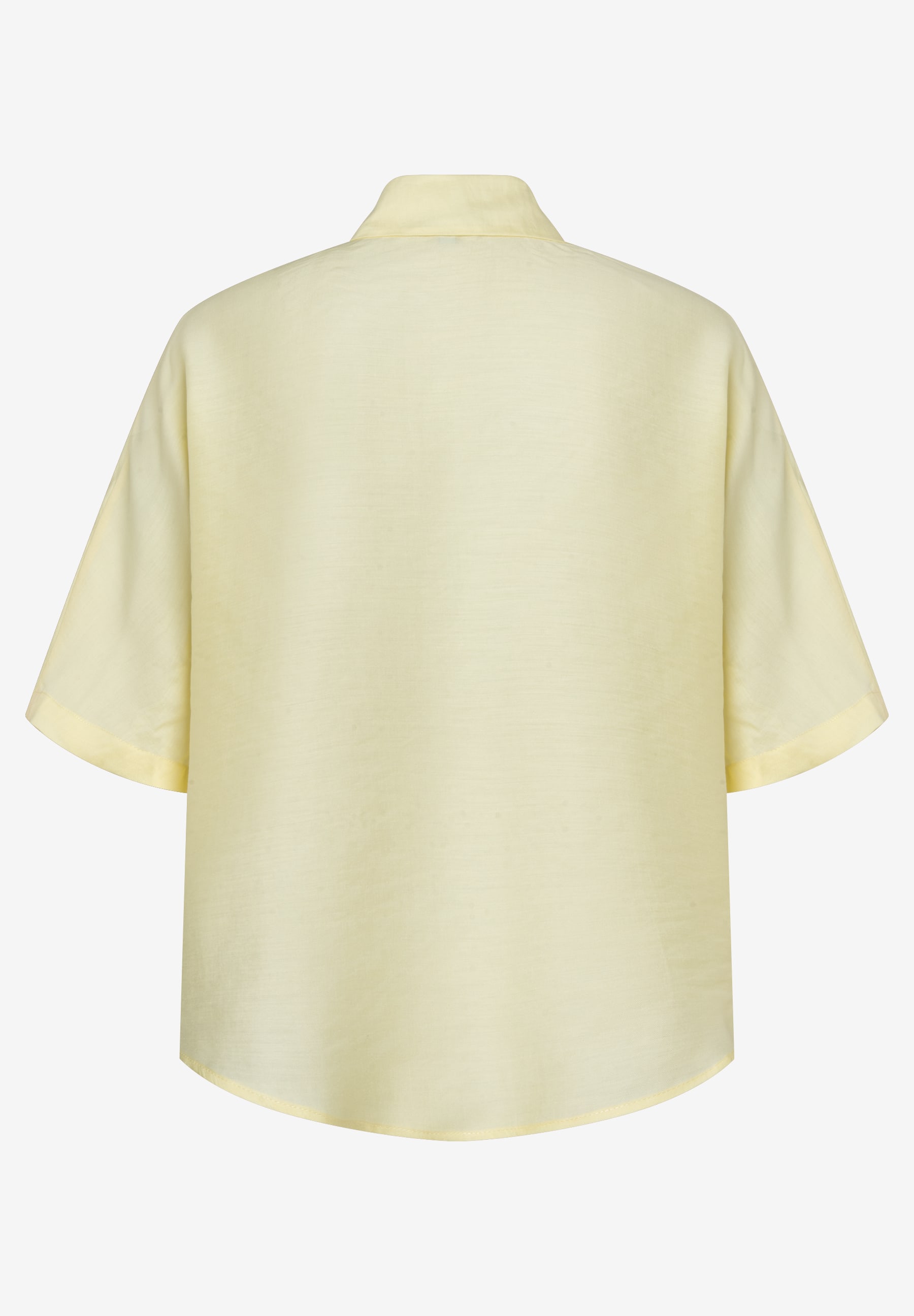 MORE & MORE Damen-Bluse aus leichter Webware in zartem Gelb, hinten zu sehen. MORE & MORE Damen-Bluse aus leichter Webware in zartem Gelb, hinten zu sehen.