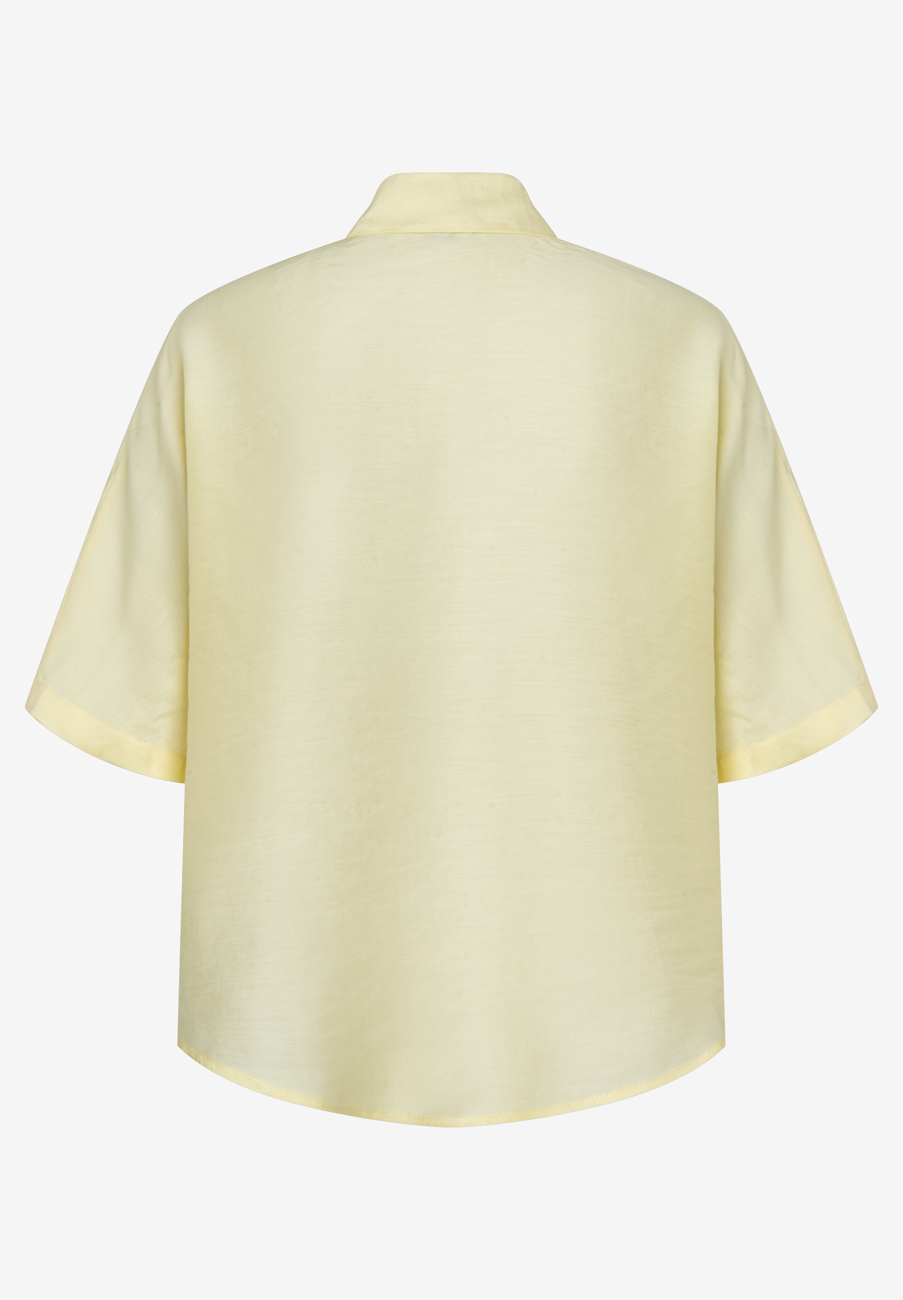 MORE & MORE Damen-Bluse aus leichter Webware in zartem Gelb, hinten zu sehen. MORE & MORE Damen-Bluse aus leichter Webware in zartem Gelb, hinten zu sehen.
