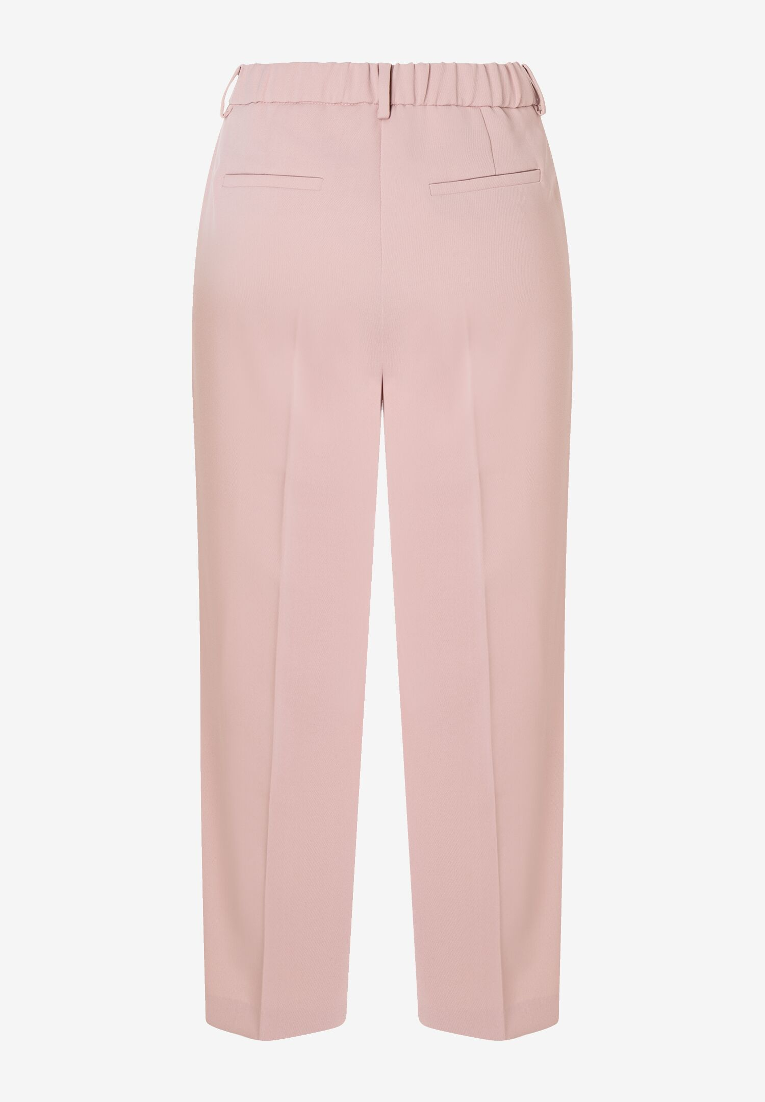 Eine MORE & MORE Damenhose in Rosa, formstabil aus Polyester, von hinten. Eine MORE & MORE Damenhose in Rosa, formstabil aus Polyester, von hinten.
