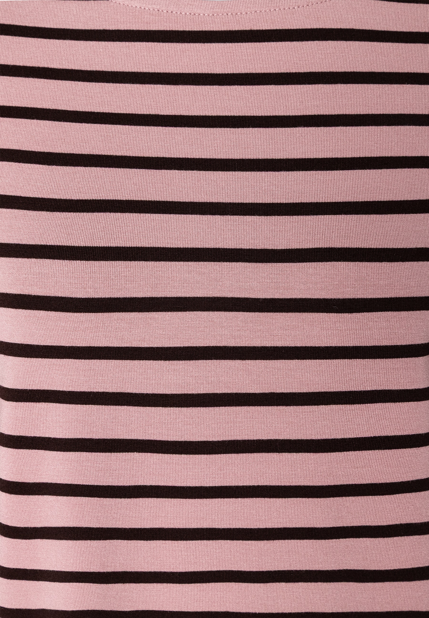 MORE & MORE T-Shirt/Top aus gestreiftem rosafarbenem Jersey-Stoff mit schwarzen Querstreifen, angenehm und elastisch. MORE & MORE T-Shirt/Top aus gestreiftem rosafarbenem Jersey-Stoff mit schwarzen Querstreifen, angenehm und elastisch.