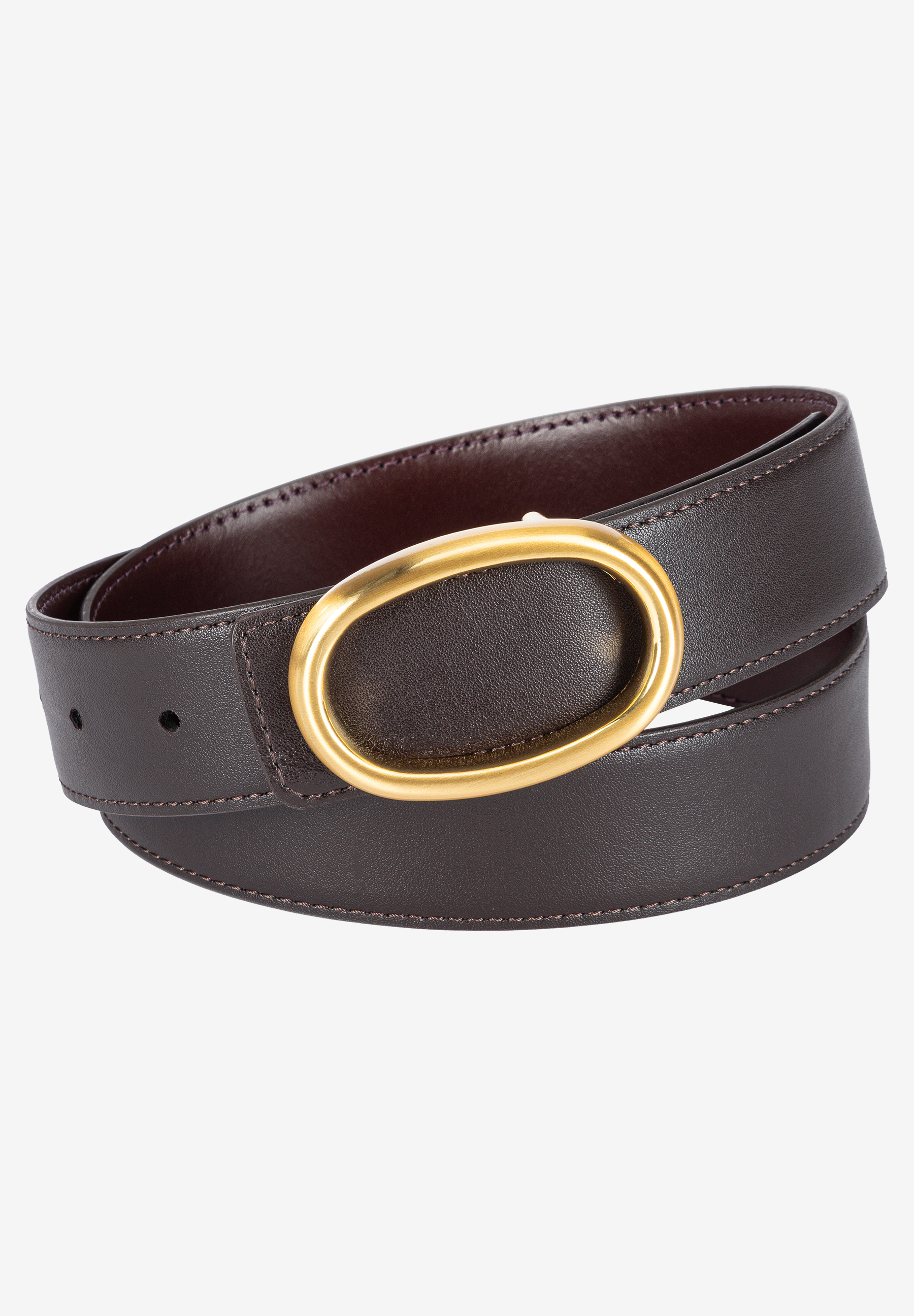 MORE & MORE Ledergürtel in Braun mit glänzender, ovaler Goldschnalle. Ein stilvolles Accessoire für Damen. MORE & MORE Ledergürtel in Braun mit glänzender, ovaler Goldschnalle. Ein stilvolles Accessoire für Damen.
