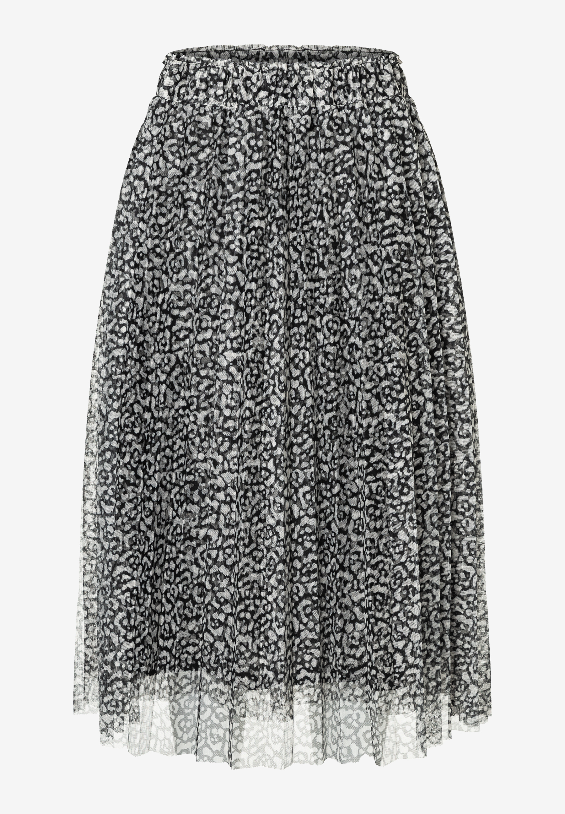 Ein MORE & MORE Rock mit Mesh-Material und Leopardenmuster Ein MORE & MORE Rock mit Mesh-Material und Leopardenmuster