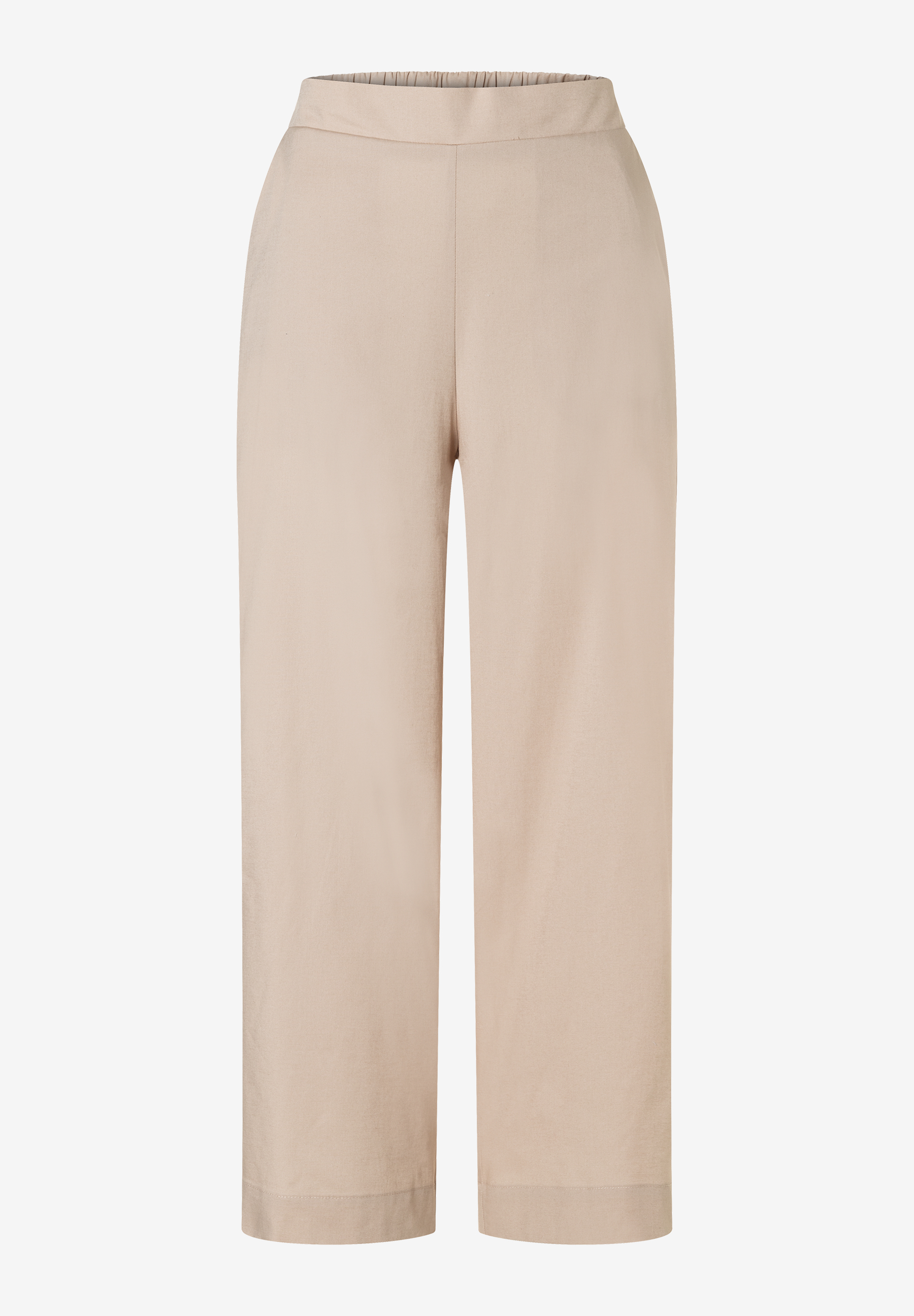 Eine MORE & MORE Hose in Beige mit weitem Bein und Gummibund. Eine MORE & MORE Hose in Beige mit weitem Bein und Gummibund.