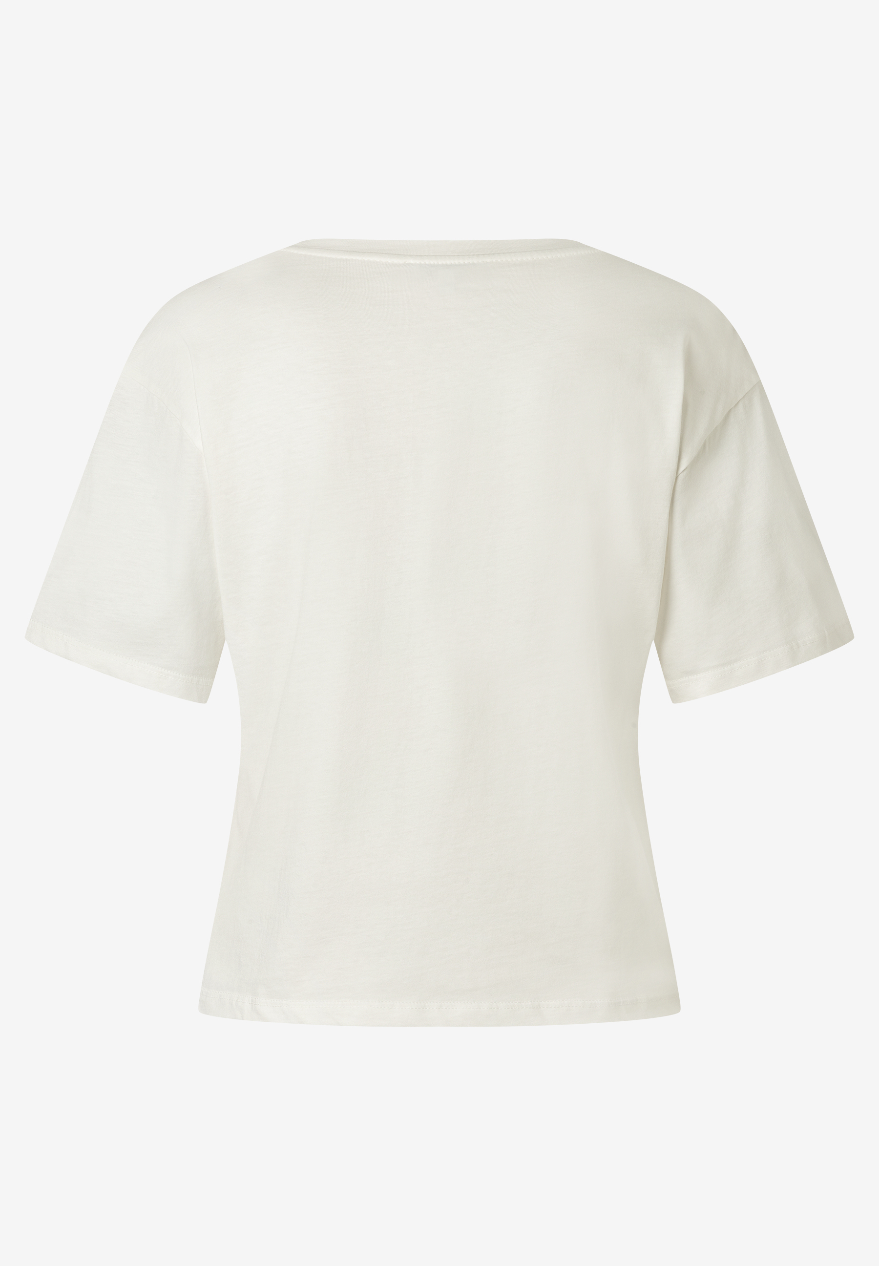 Ein MORE & MORE T-Shirt, einfarbig in Off-White, Jersey-Material, von hinten gesehen.