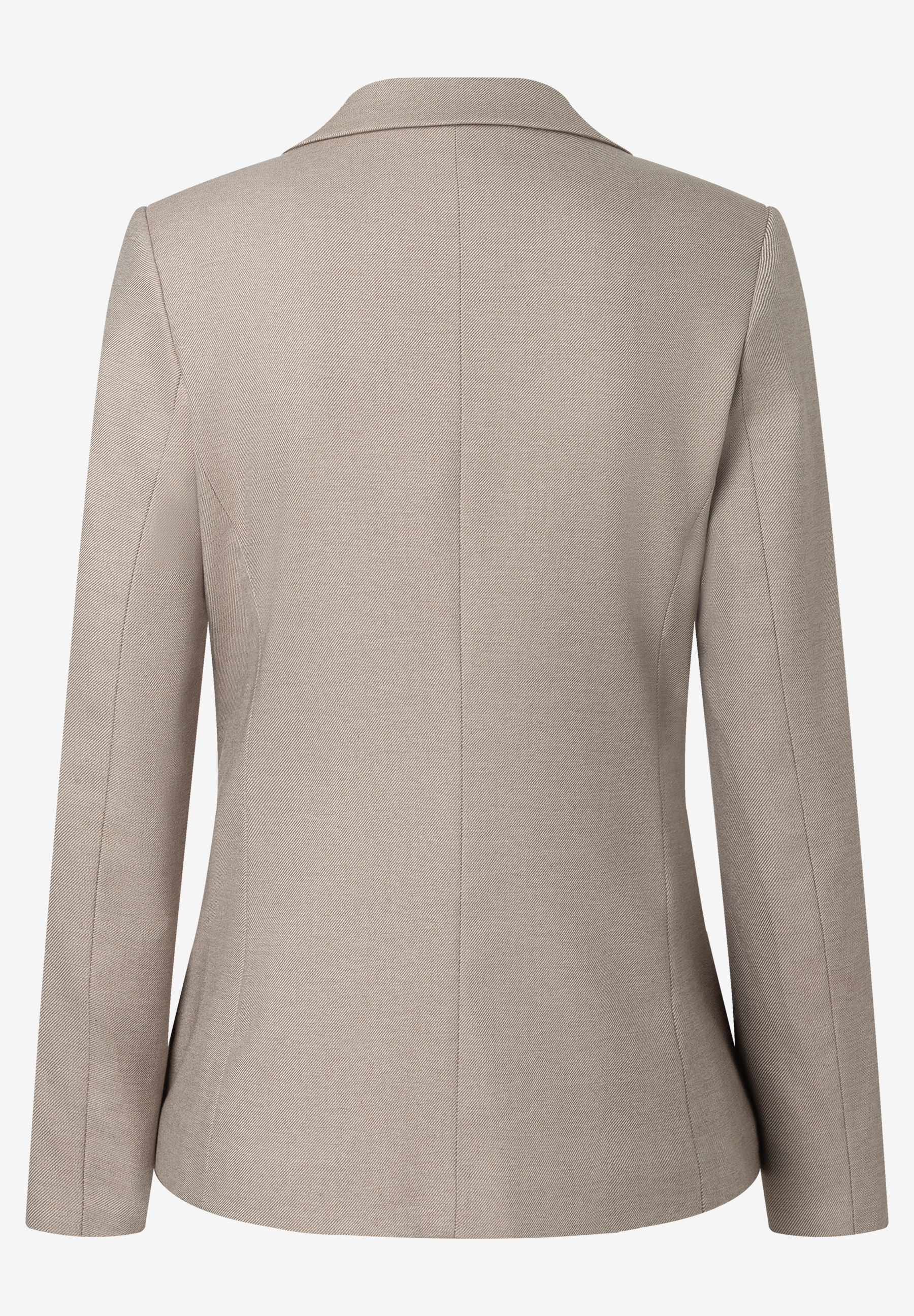 MORE & MORE Damen Blazer, Ansicht hinten, beigefarben, taillierter Schnitt mit Kragen und schmalen Ärmeln.