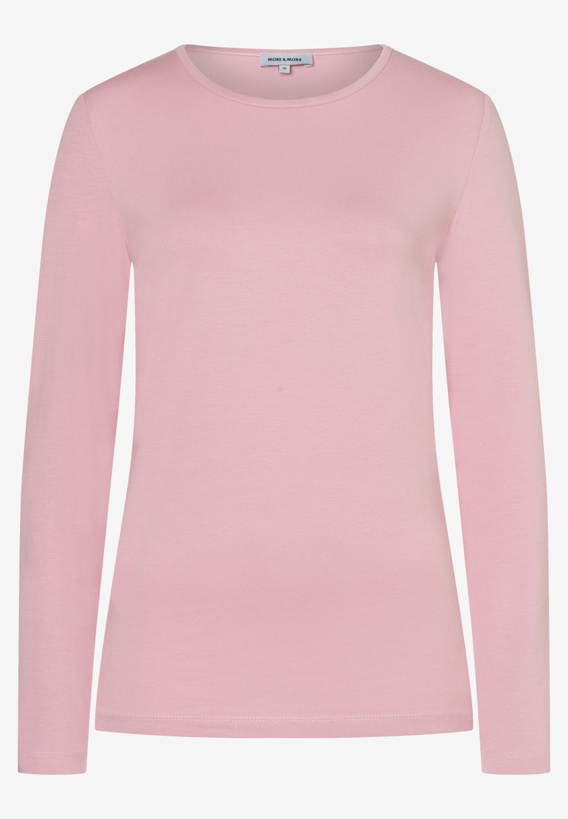 MORE & MORE rosafarbenes Jersey Langarmshirt. Angenehmer Tragekomfort, hautfreundlich & elastisch.