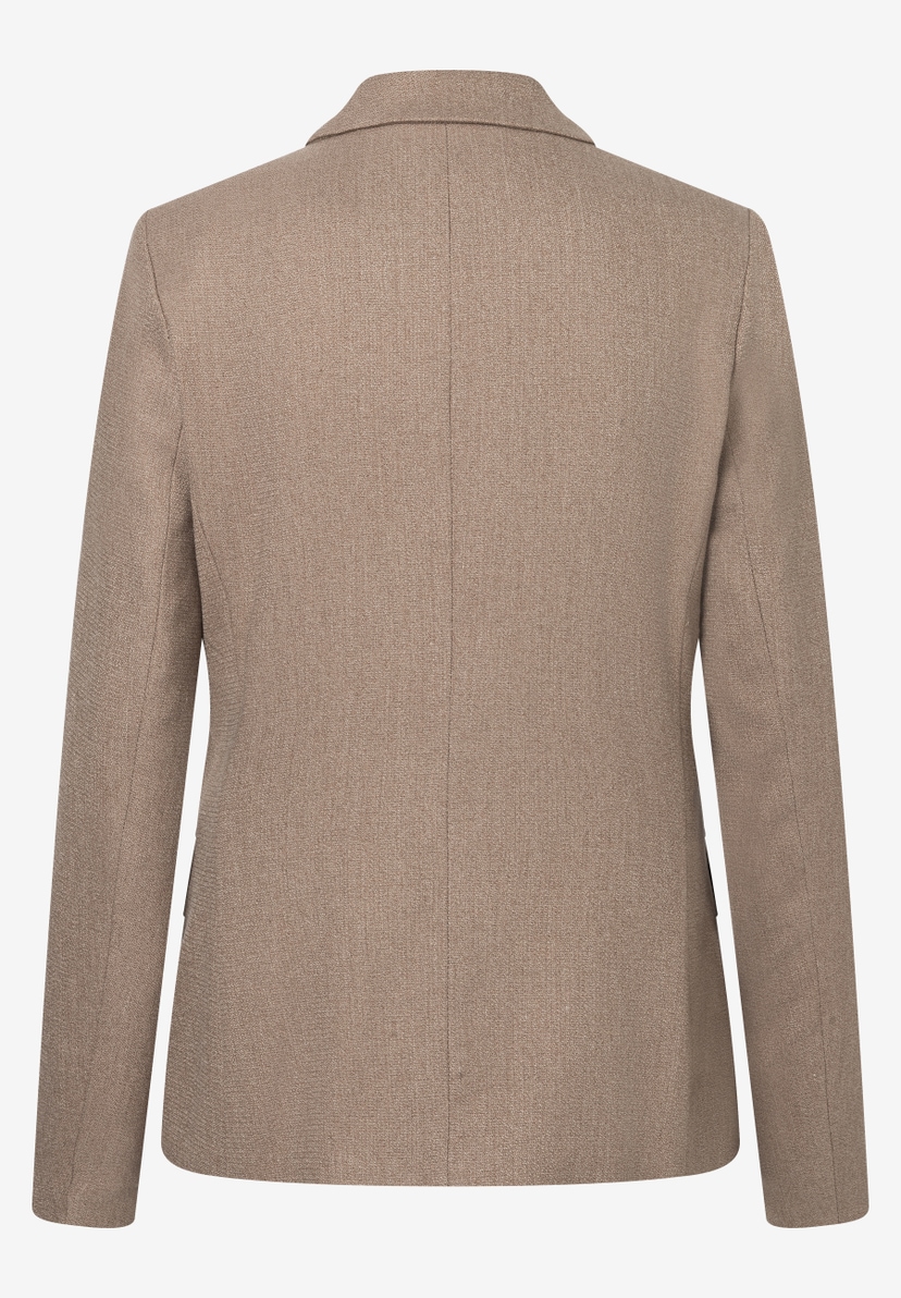 MORE & MORE Blazer in Beige, Webware, angenehmer Tragekomfort, elastisch. Rückansicht auf weißem Hintergrund. MORE & MORE Blazer in Beige, Webware, angenehmer Tragekomfort, elastisch. Rückansicht auf weißem Hintergrund.