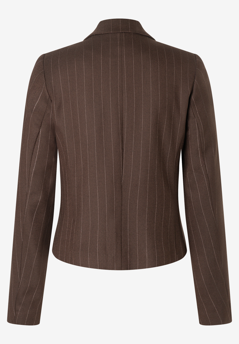 MORE & MORE Blazer in Dunkelbraun mit feinen Nadelstreifen, die dem Design eine klassische Note verleihen. MORE & MORE Blazer in Dunkelbraun mit feinen Nadelstreifen, die dem Design eine klassische Note verleihen.