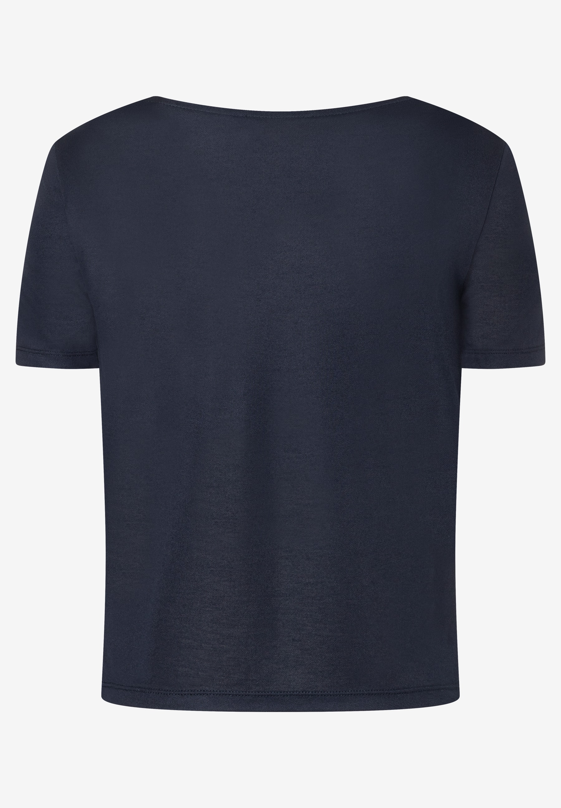 Rückenansicht eines dunkelblauen MORE & MORE Jersey-T-Shirts. Rückenansicht eines dunkelblauen MORE & MORE Jersey-T-Shirts.