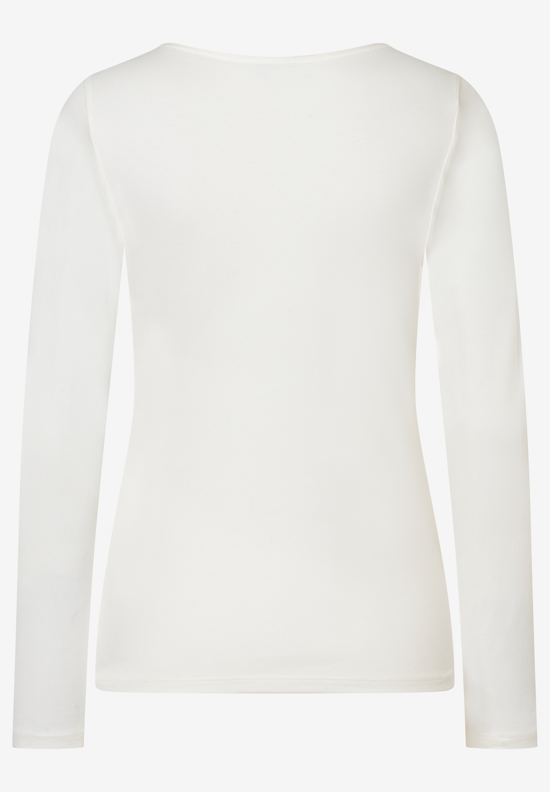 Ein weißes MORE & MORE Jersey-Oberteil mit langen Ärmeln, das für bequemen, elastischen Tragekomfort sorgt. Ein weißes MORE & MORE Jersey-Oberteil mit langen Ärmeln, das für bequemen, elastischen Tragekomfort sorgt.