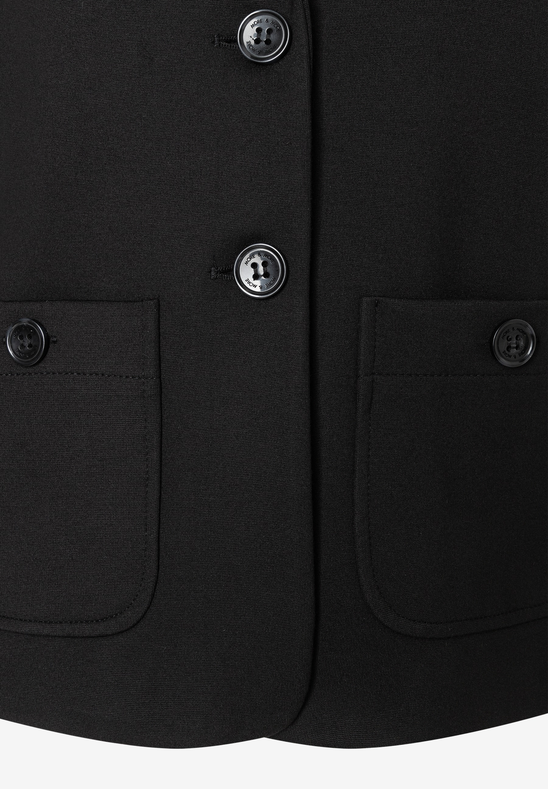 MORE & MORE Blazer aus Jersey. Drei Knöpfe, zwei aufgesetzte Taschen. Angenehmer Tragekomfort, elastisch. MORE & MORE Blazer aus Jersey. Drei Knöpfe, zwei aufgesetzte Taschen. Angenehmer Tragekomfort, elastisch.